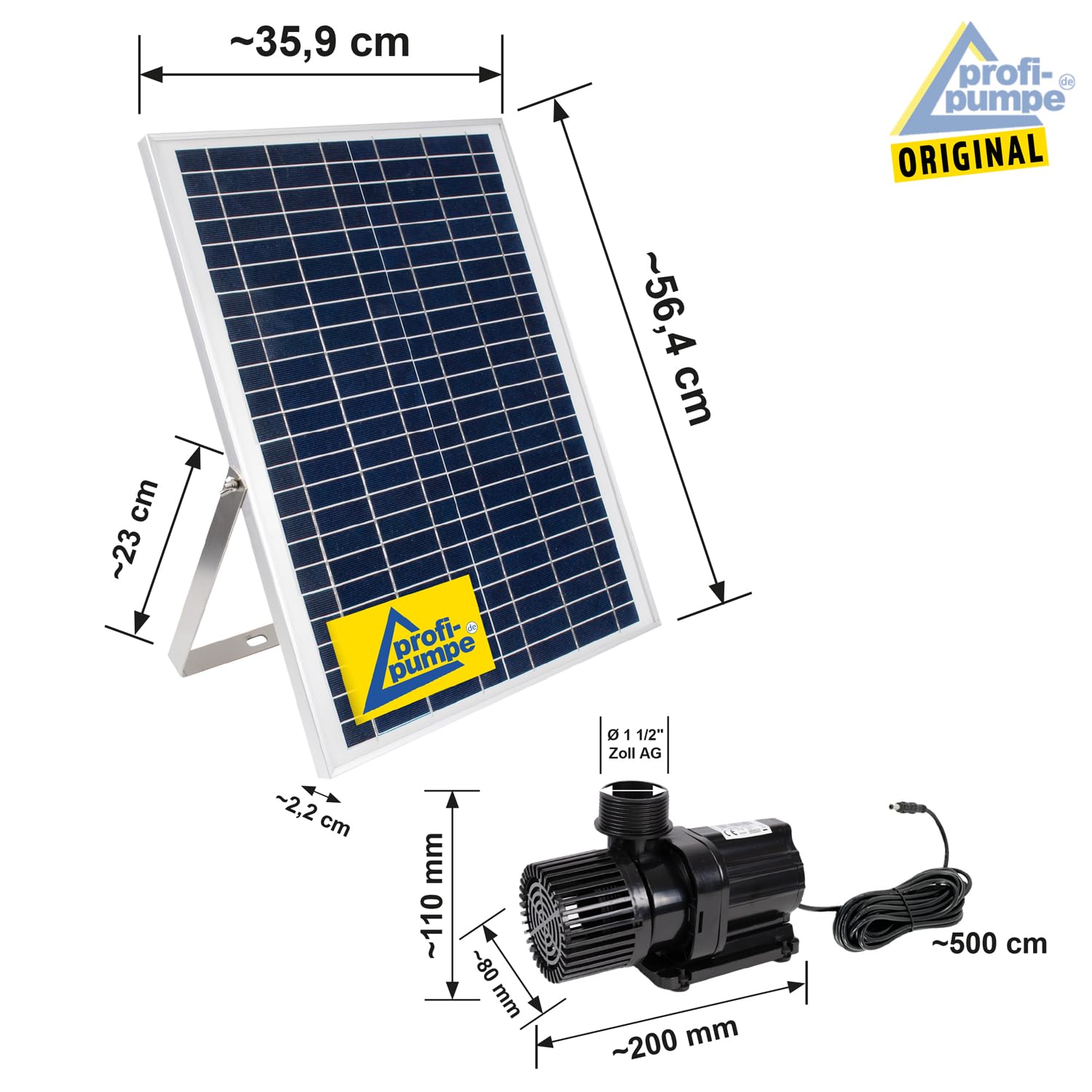 Innovativa pompa solare per laghetto, set pompa solare per laghetto da giardino con batteria, illuminazione a LED, pannello solare in stabile telaio in alluminio (Oasis-4000R con ioni di litio)