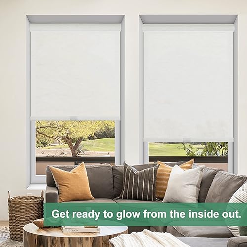 Miniatura 5 de Persianas enrollables sin cordón de lino sintético filtrante para ventana, oscurecimiento de la habitación, persianas enrollables anti-UV para