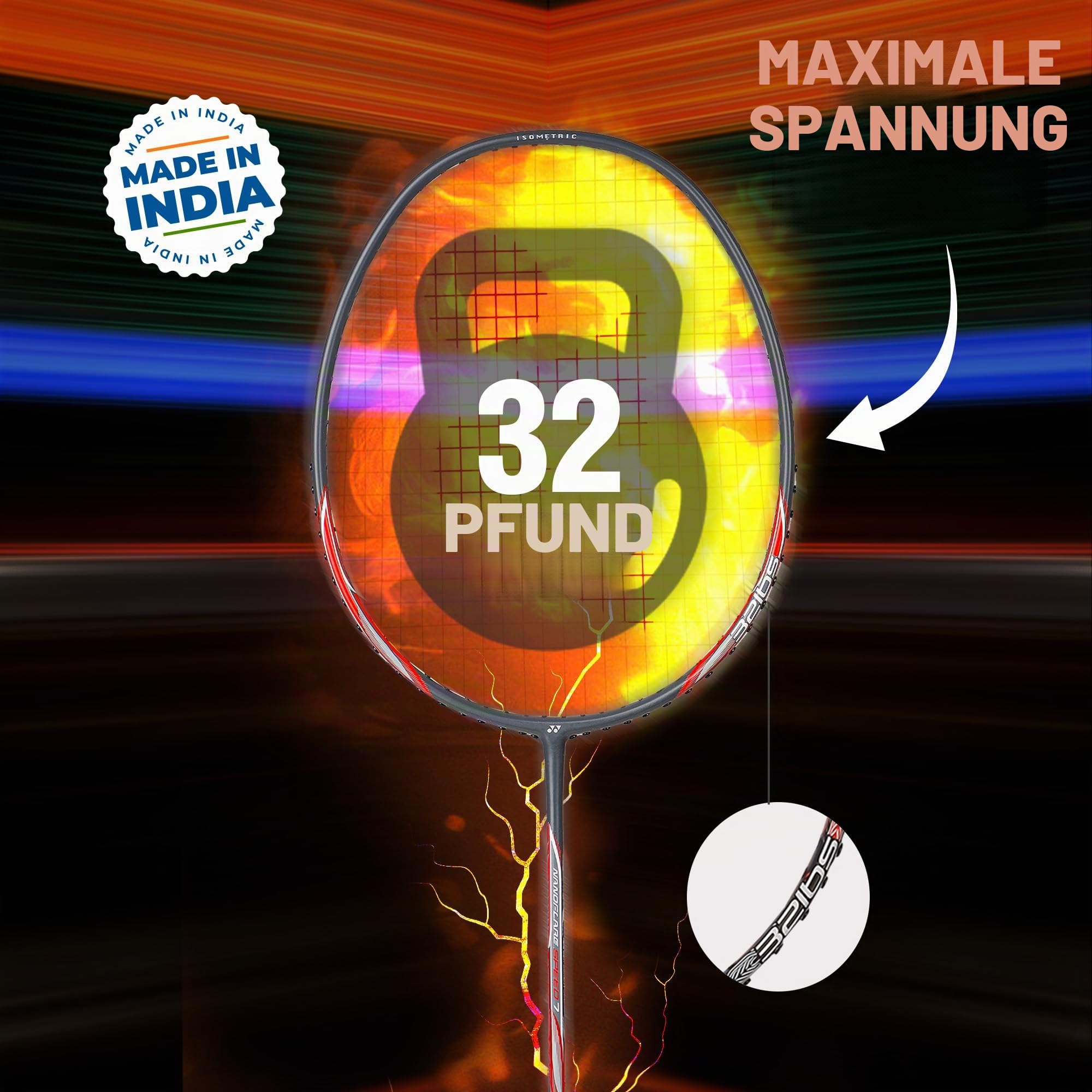 YONEX Badmintonschläger Nanoflare Speed 7 Aura RED G4 4U