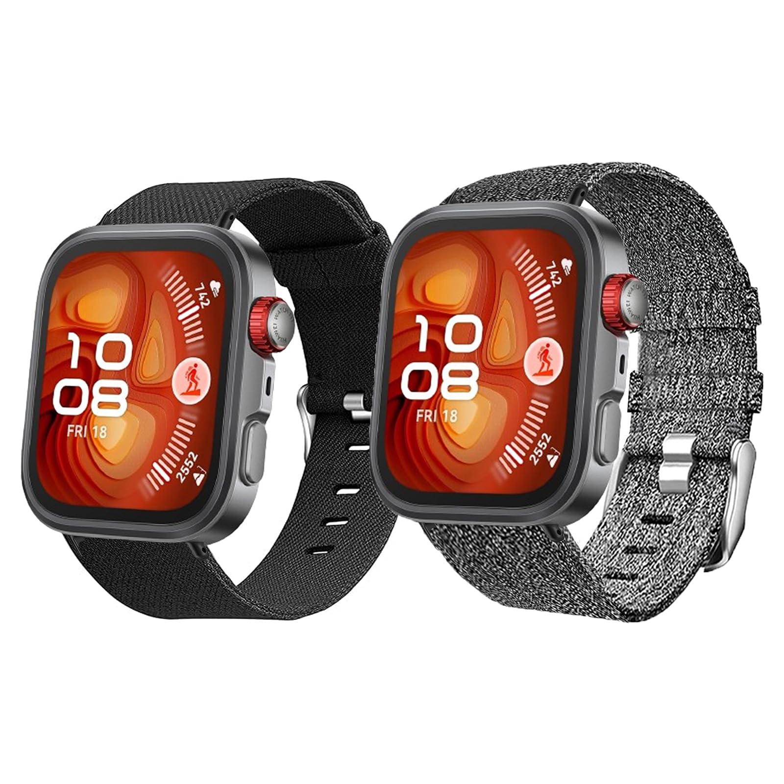 Compatible with Huawei Watch Fit 4 Pro Bands, Breathable Nylon Woven Fabric Replacement Accessory Strap Compatible with Huawei Watch Fit 4 Pro, Fit 4, Fit 3 (2 pack-Black+Gray, for Fit 4 Pro, Fit 4, Fit 3)