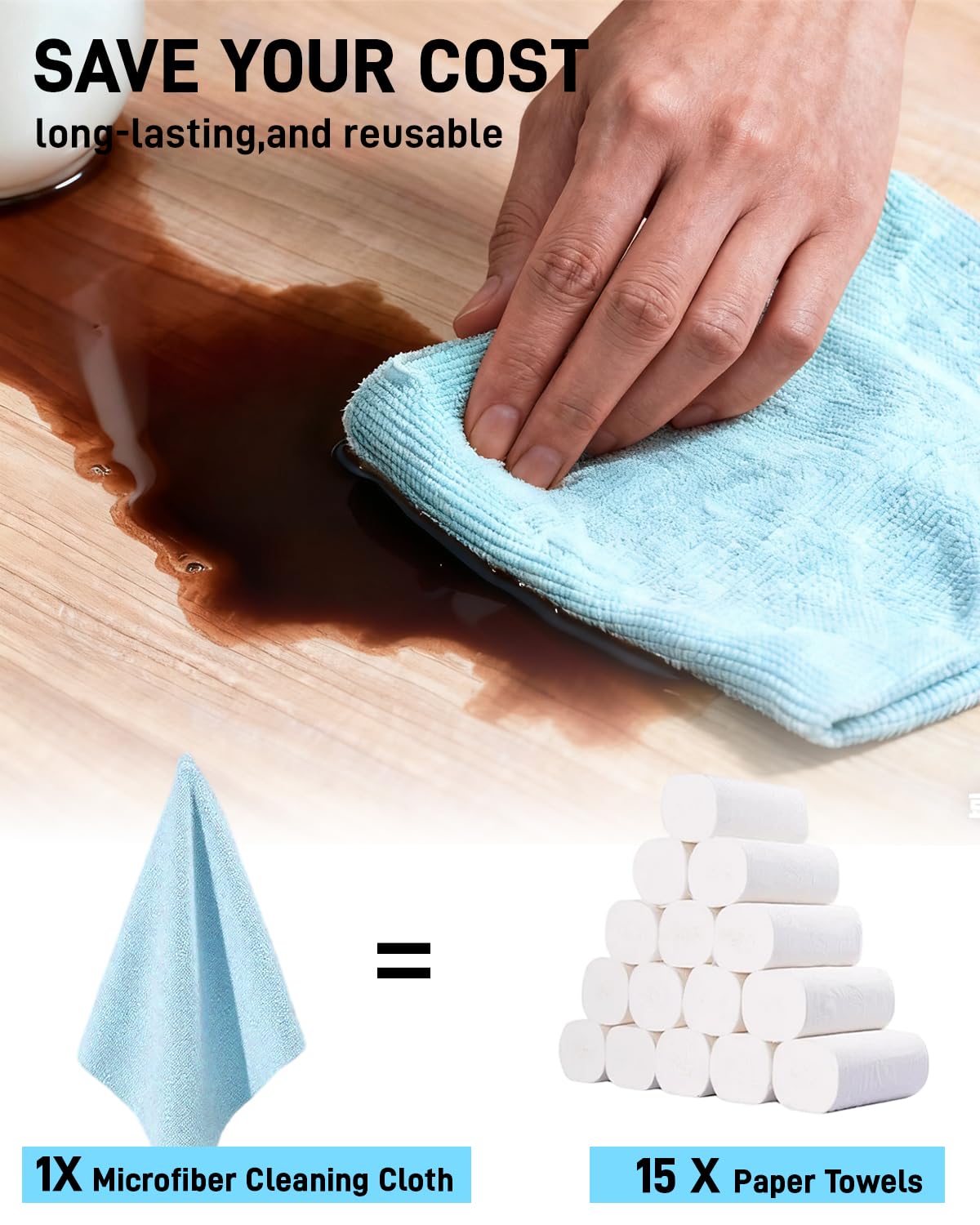 150 Pack Microfiber Cleaning Cloth Roll XINDELL 12x12 Tear-Off Lint-Free Towels for Car Detailing Auto Window Interior Cleaning — view 3