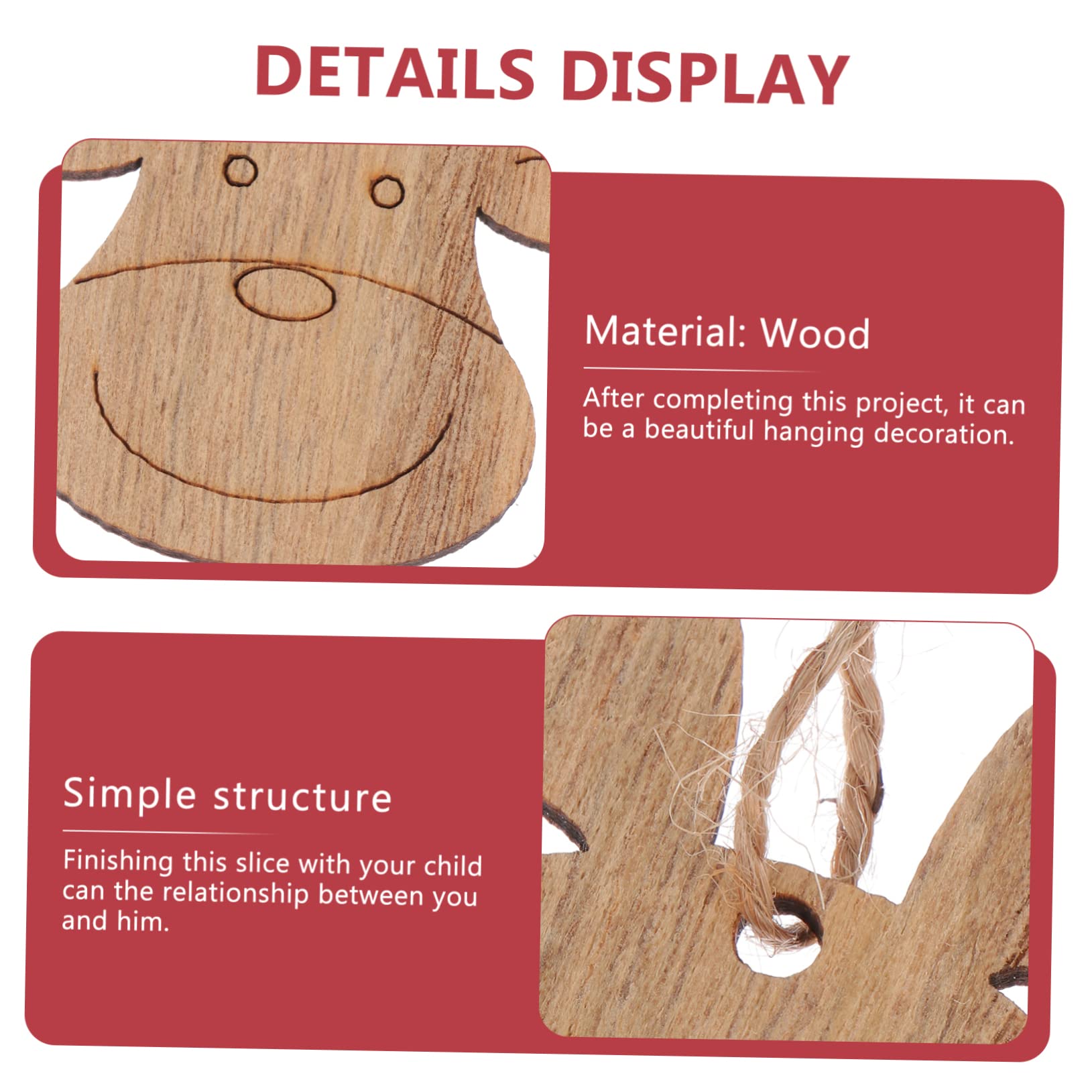 SHINEOFI Decorazioni Natalizie Adatte per Graffiti in Legno 20 Pezzi a Forma di Renna Spago, Fette di Legno Grezze e Regali per Ragazza per Progetti Diy
