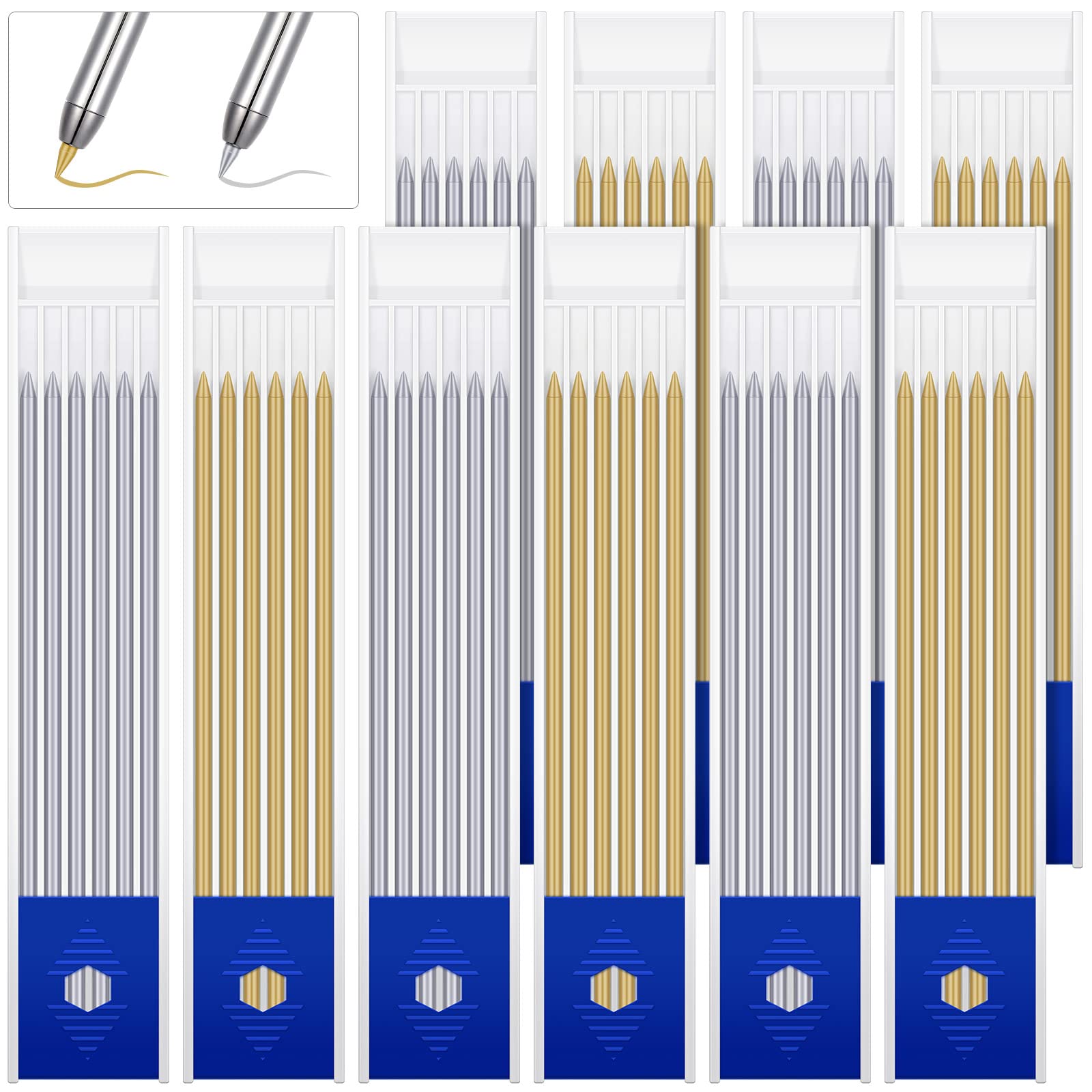 Spakon 60 Pcs 2.8mm Lead Refill Carpenter Construction Pencils Marker Lead Refills Dry Mechanical Woodworking Pencil Tools for Writing Drawing
