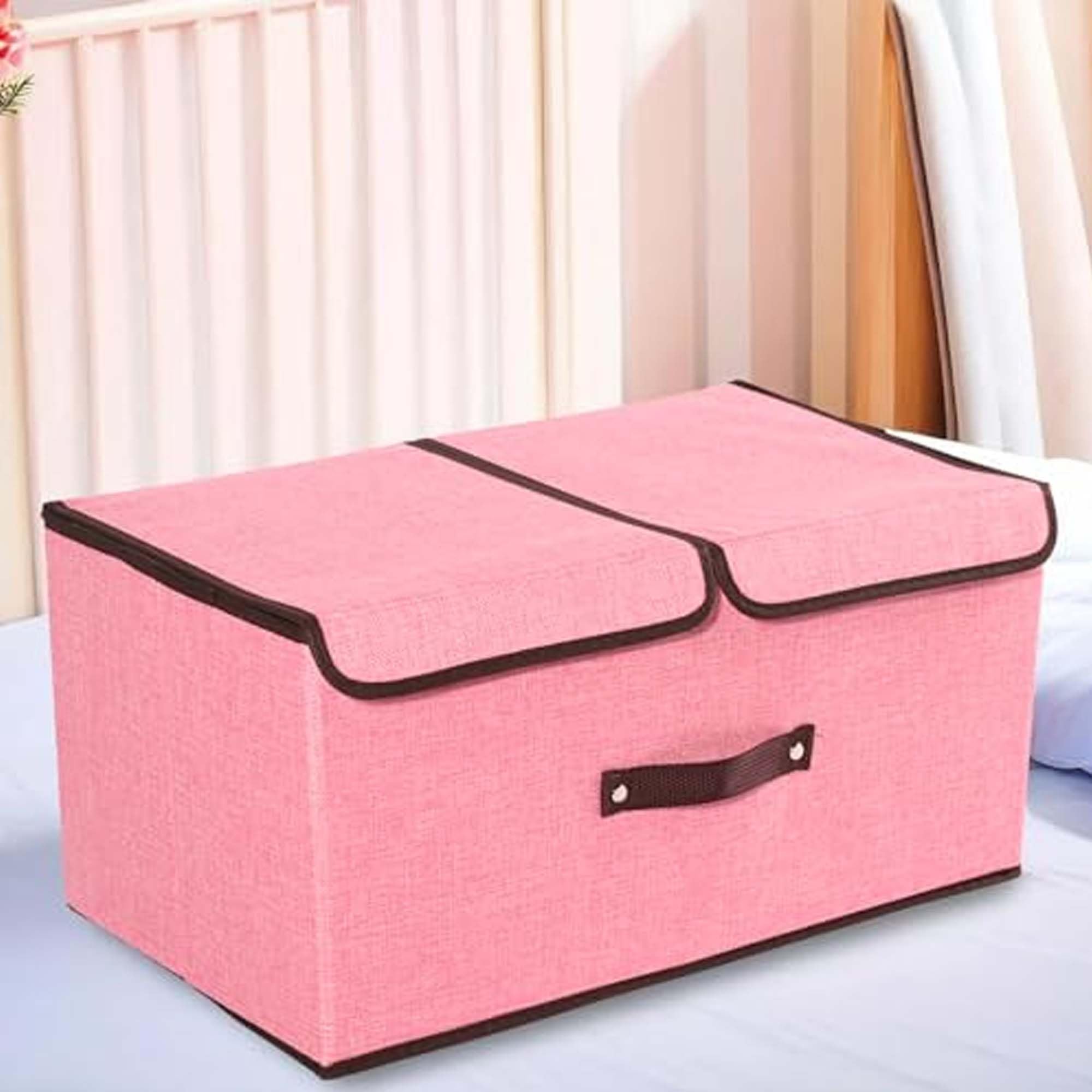 Kuber Industries Foldable Storage Box | Double Lid Storage Box with Handle | Stackable Storage Box For Clothes-Toys-Books | YJA008-PNK | Pink (B0D1R8MJF5) Amazon Price History, Amazon Price Tracker