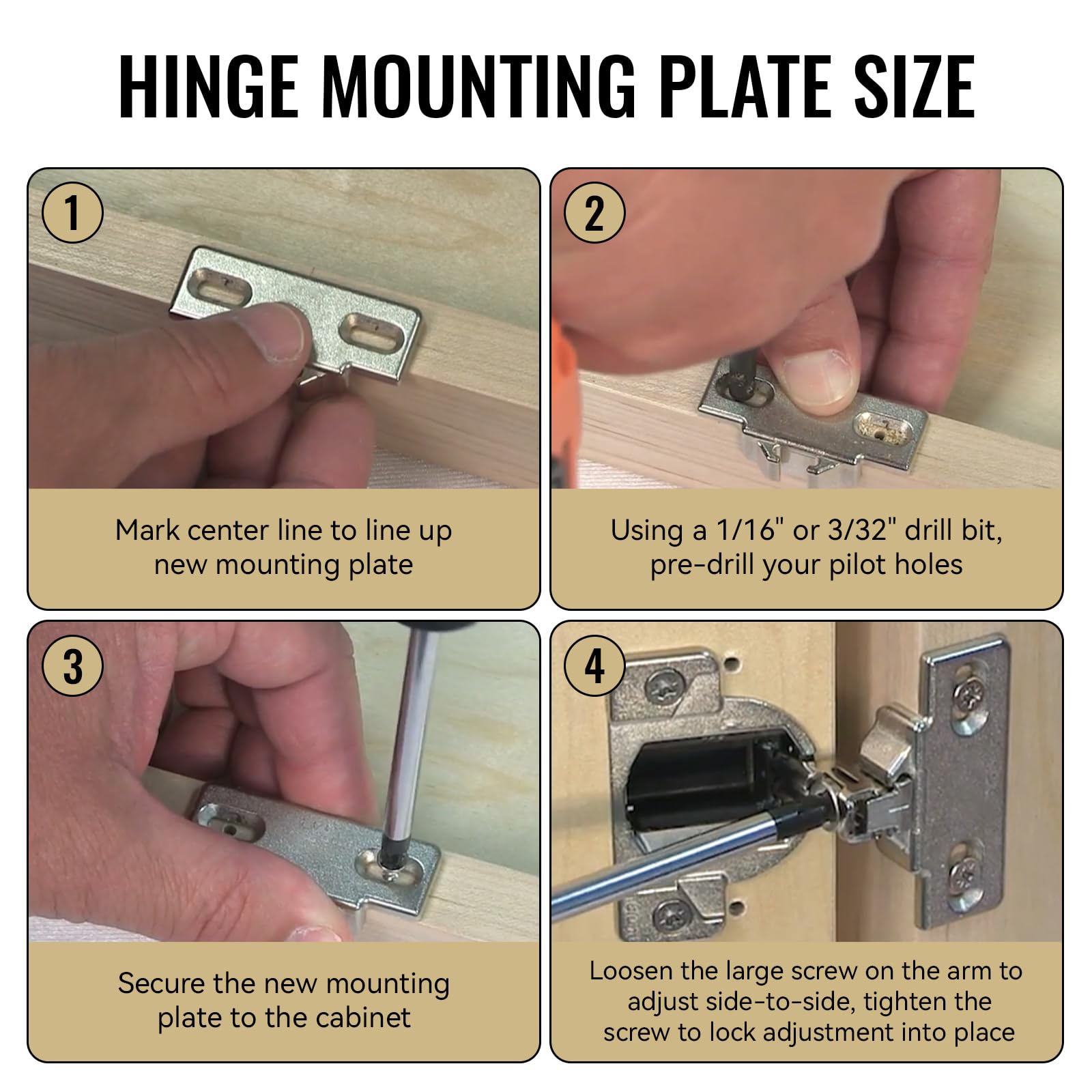 4 Pack Hinge Mounting Plate Replacement for Blum 1 3/8" Over -6
