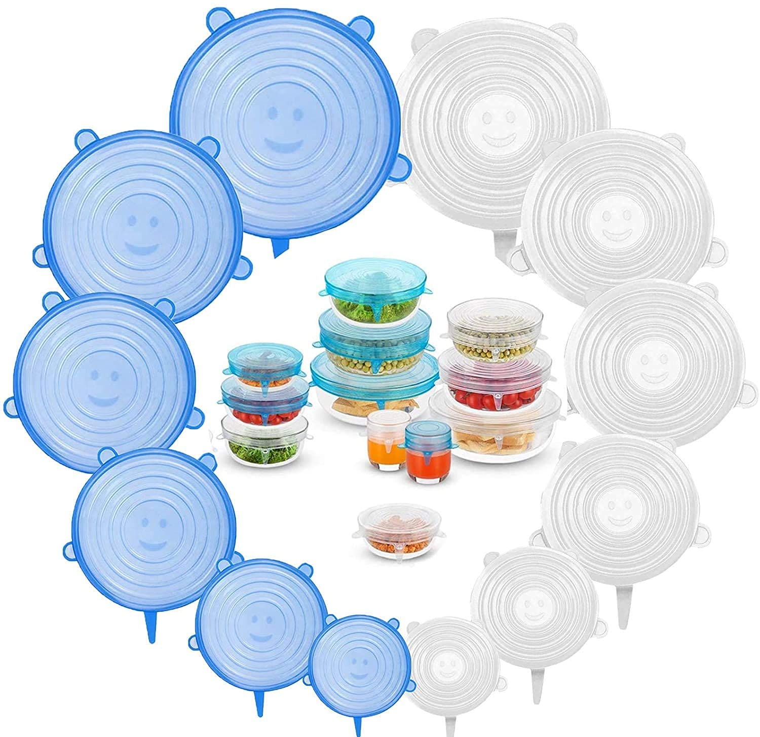 Heltus 12 Pcs Silicone Stretch Lids, Various Sizes Durable Food Bowl Cover, Expandable Fresh-Keeping Cover