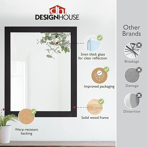 Miniatura 3 de Design House 547083-ESP Shorewood - Decoración de pared rectangular con marco de madera tradicional, para sala de estar, dormitorio, espejo de