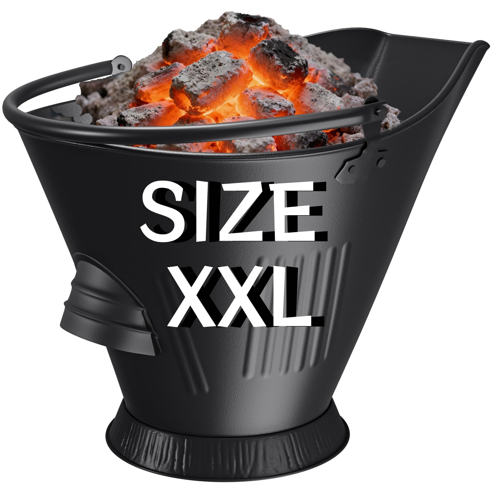 Amagabeli Large Ash Bucket for Fireplace Assembled Pellet Stove Hot Ashes Carrier Container Black Fireside Fuel Can Sturdy Fire Place Burning Wood Holder Hearth Tools