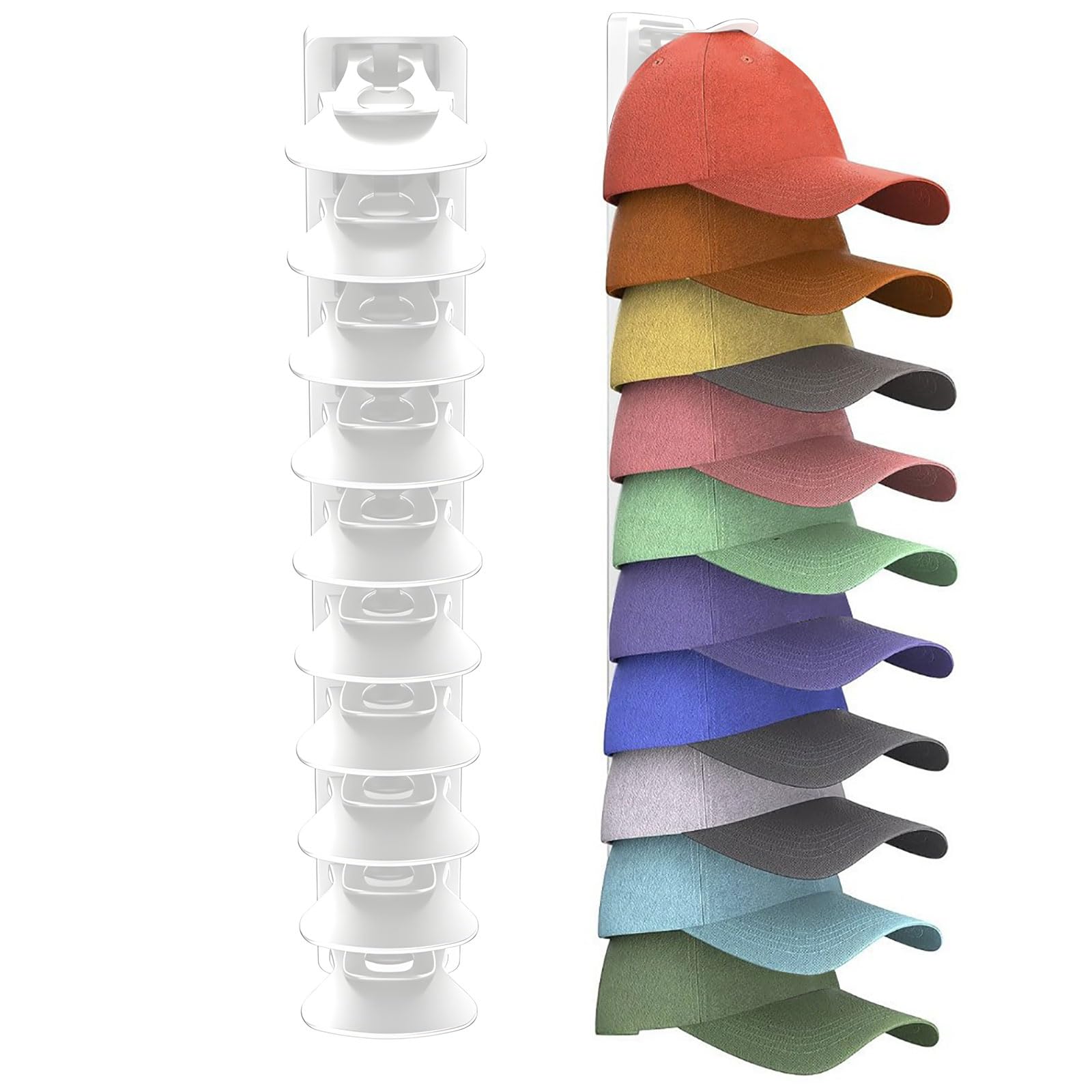 ZEPFJHE Wall Mounted Hat Hanger Storage for Baseball Caps in White Color Closet Cap Storage
