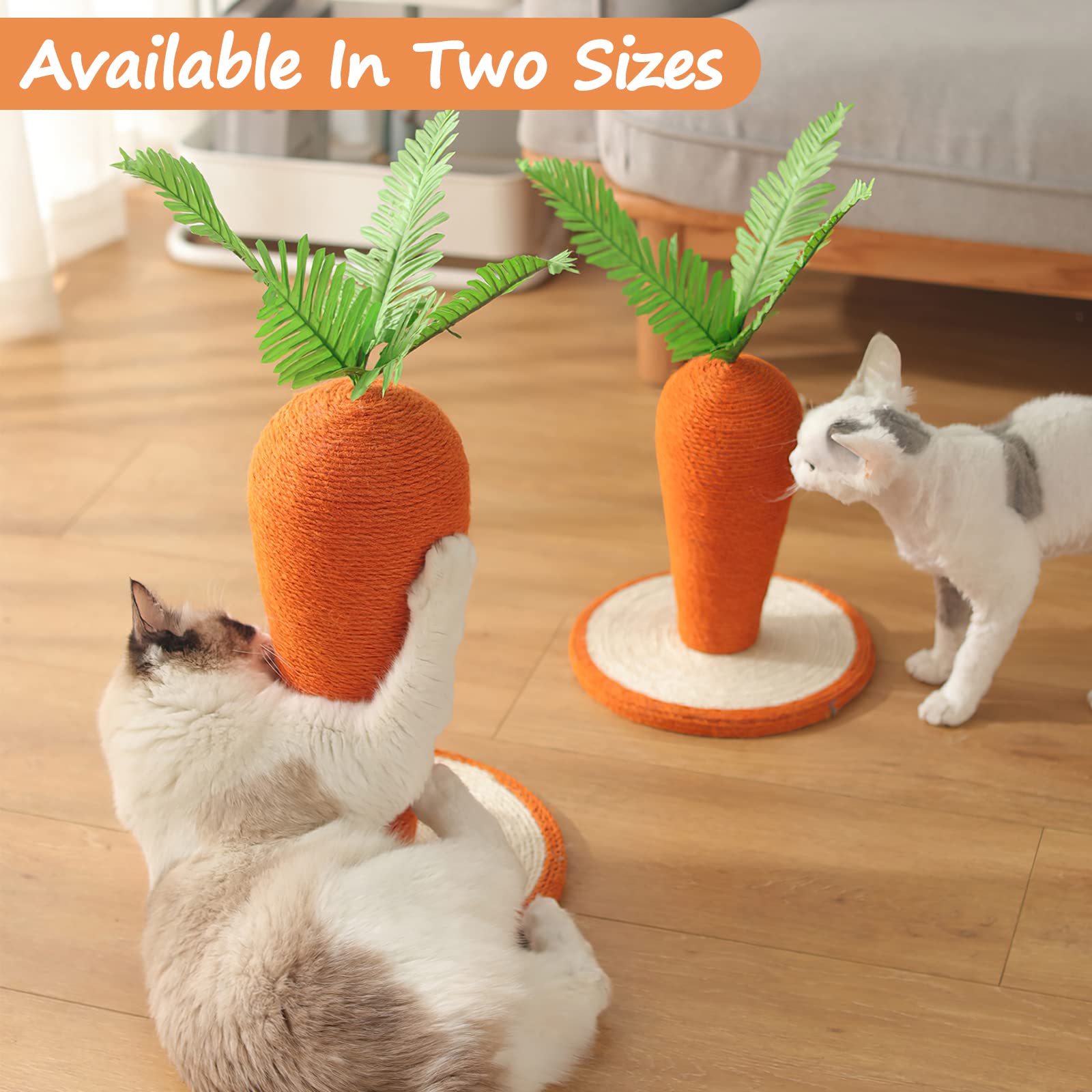 Galatée Griffoir pour Chat en Sisal - Poteau à Gratter Drôle pour Chats d'Intérieur avec Corde Naturelle (Carotte-2, M)