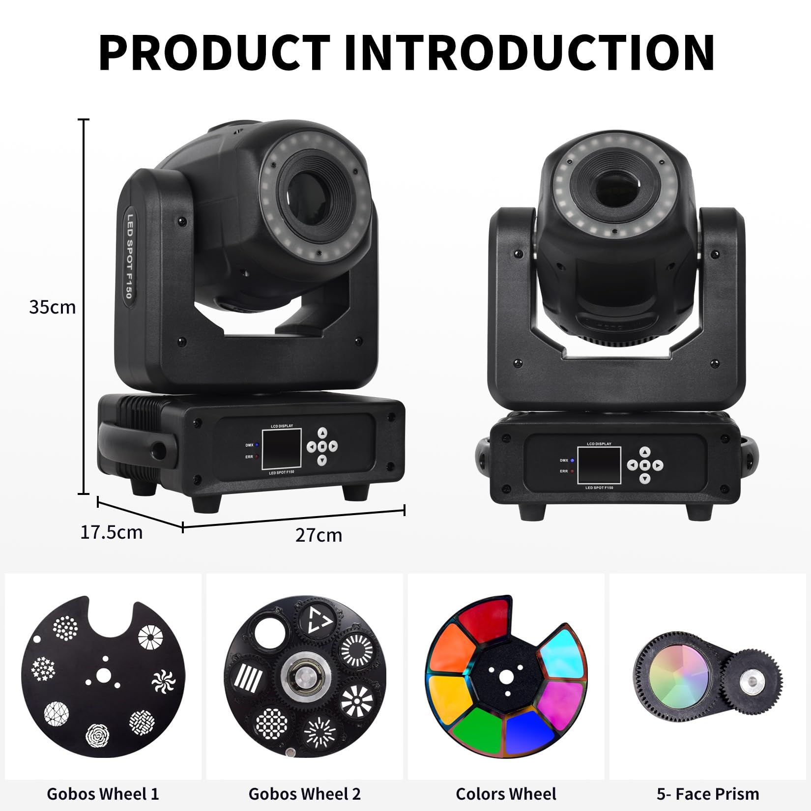 DJCLUB LED Moving Heads 150W Backlight Lyre Spot DMX Lighting Professional DJ Equipment by DMX Control for Disco Party Wedding Church Live Show KTV Club Dance Floors