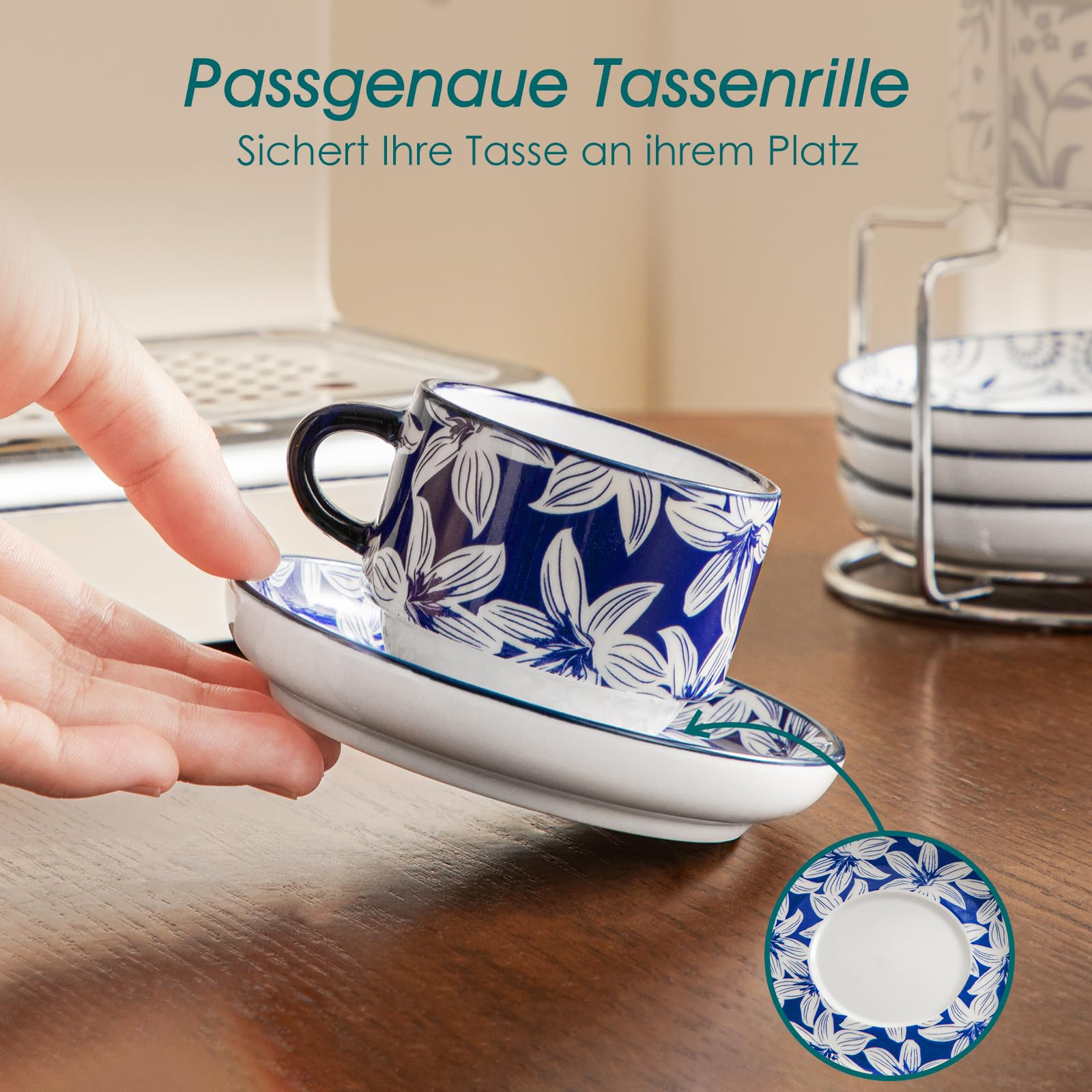 vancasso SELENE 24-tlg. Geschirrset für 6 Personen + 4tlg. Espressotassen-Set (90 ml) im Bundle