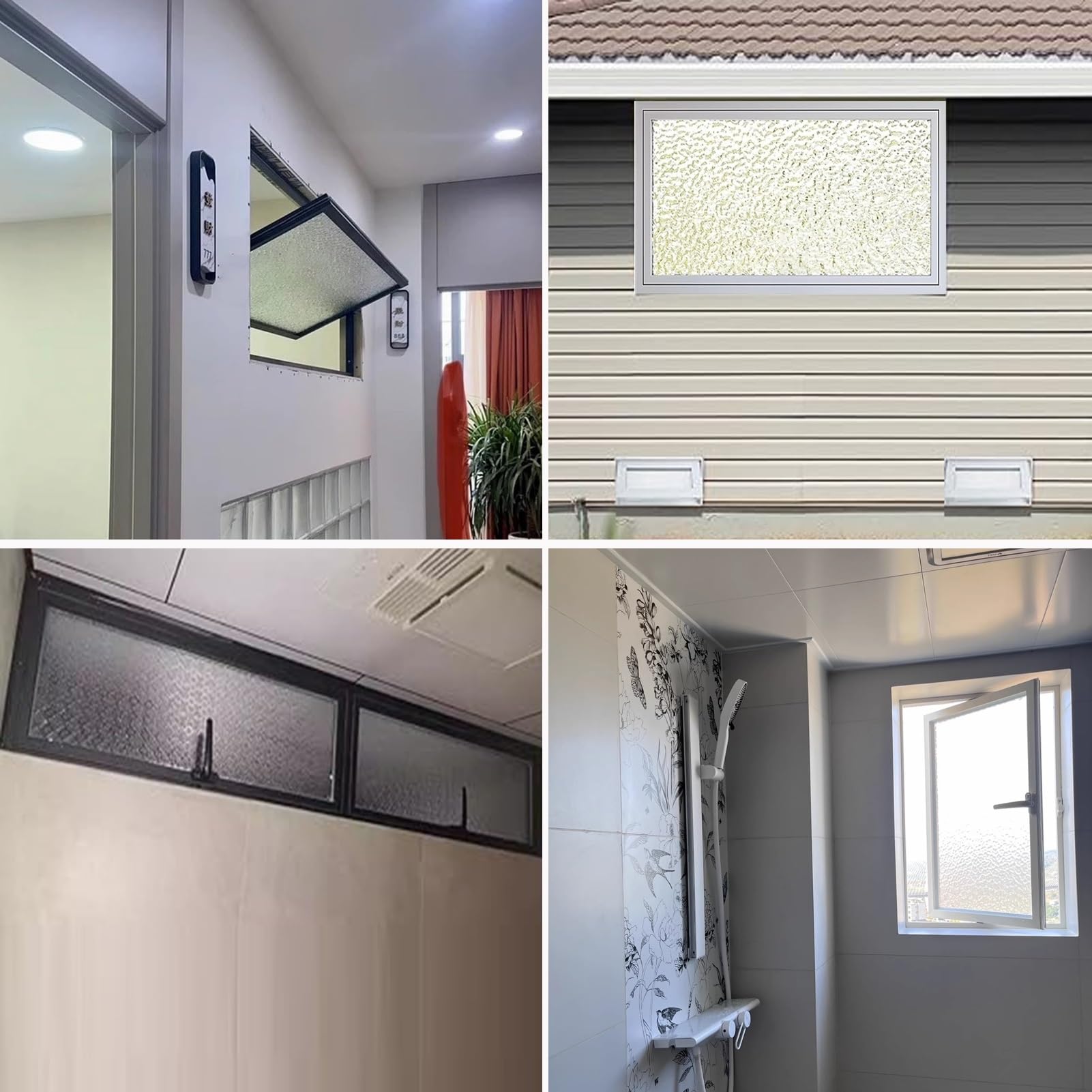 Finestra in Metallo Rettangolare Girevole a 360°, Vetro per la Privacy, Finestra a Battente Girevole, Finestra di Ventilazione incorporata per Bagno Interno, seminterrato (Bianco, 60X30CM/23