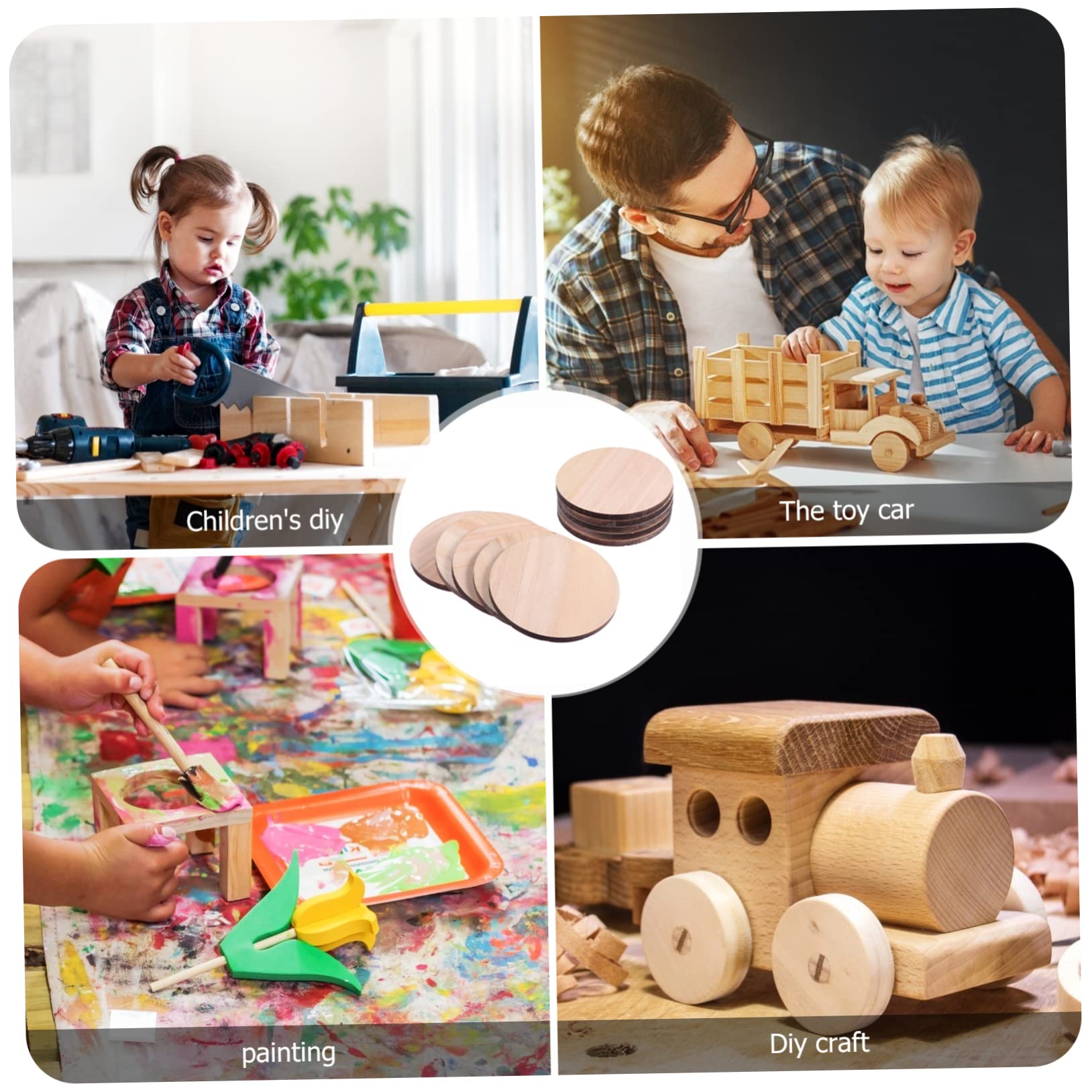 SHINEOFI 3 Sätze Runde Holzbretter Diy-material Schreibendes Pappelsperrholz Diy Liefert Tabletts Geschmücktes Zubehör Untersetzer Zum Bemalen Handwerk Walnussscheibe Runden 10 Stück * 3