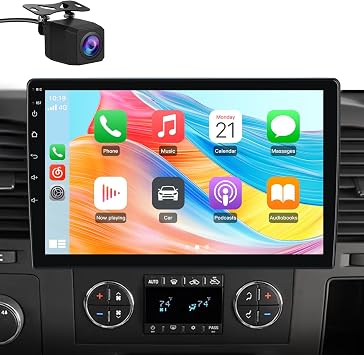 Junsun 8 Core Car Radio Stereo for Chevy Chevrolet Silverado 2007-2013 with Wireless CarPlay Android Auto Bluetooth FM 4GB RAM 64GB ROM