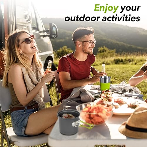 Miniatura 6 de Rlrueyal Utensilios de cocina para campamento soporte para estufa de mochilero trípode y taza de camping de acero inoxidable kit de cuchara de