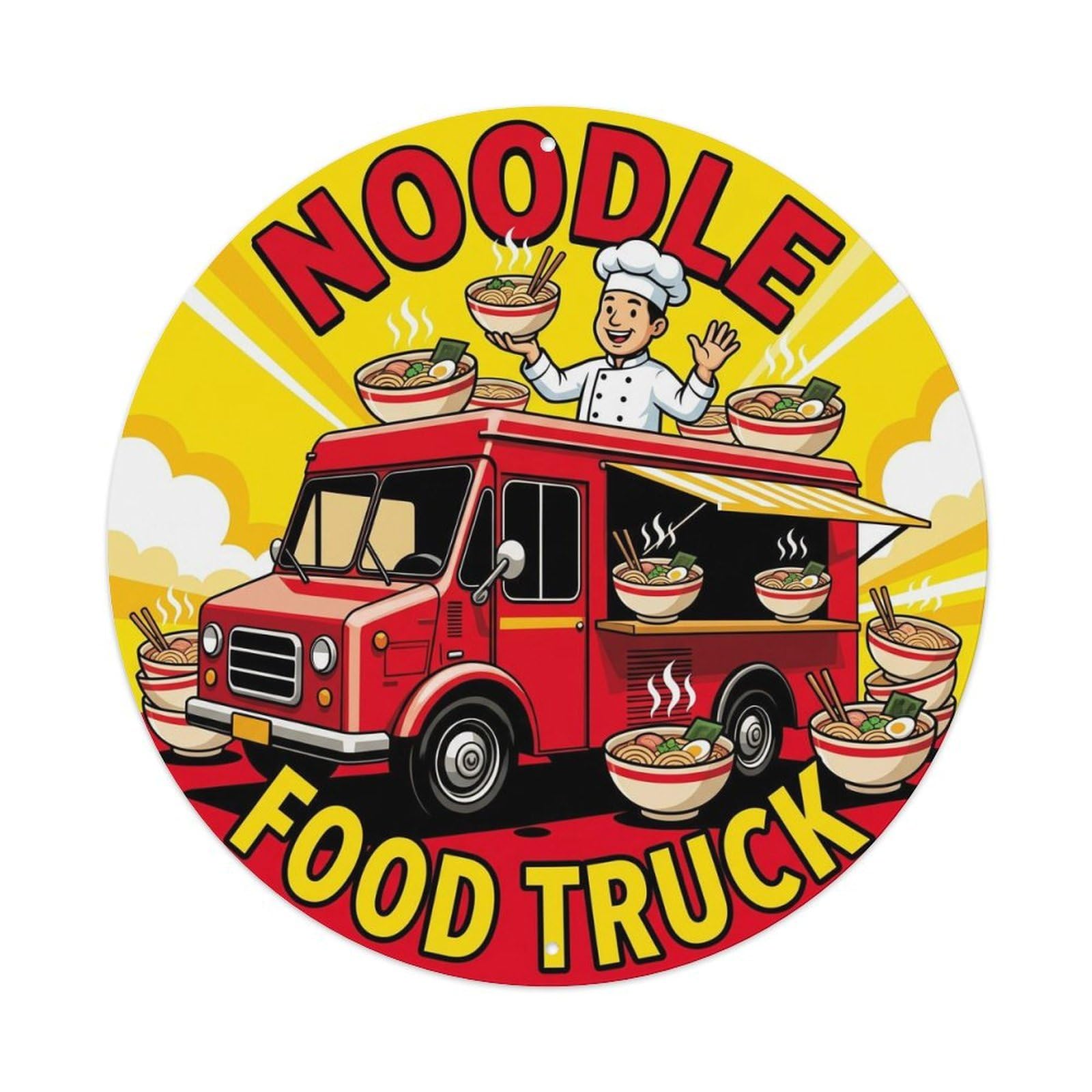 China Noodle Food Truck Retro Vendor Illustration Metal Tin Sign