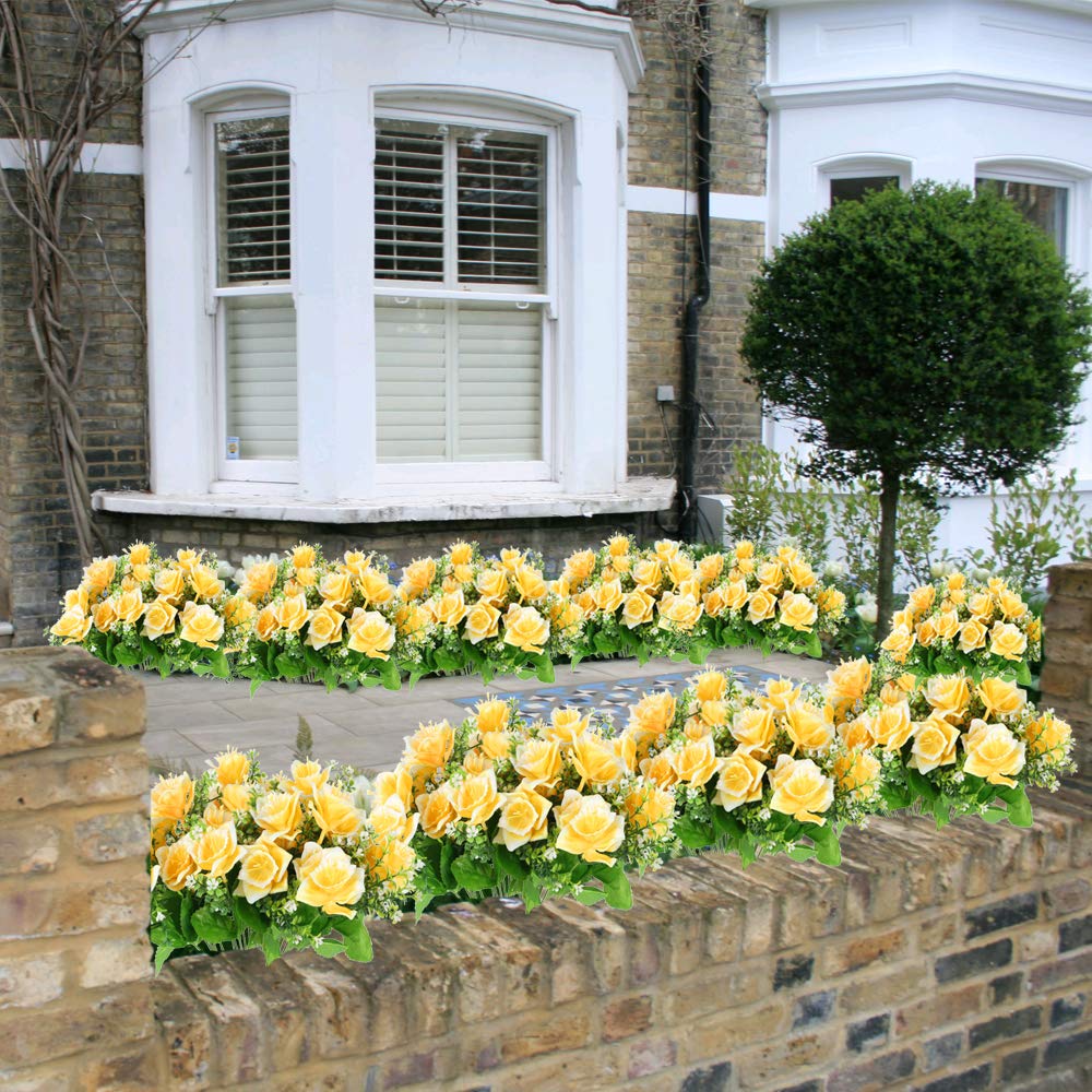 4Pcs Bouquet di Fiori Artificiali Giallo Narciso Artificiale per Esterni Fiori Piante Autunnali finte Fiori di plastica