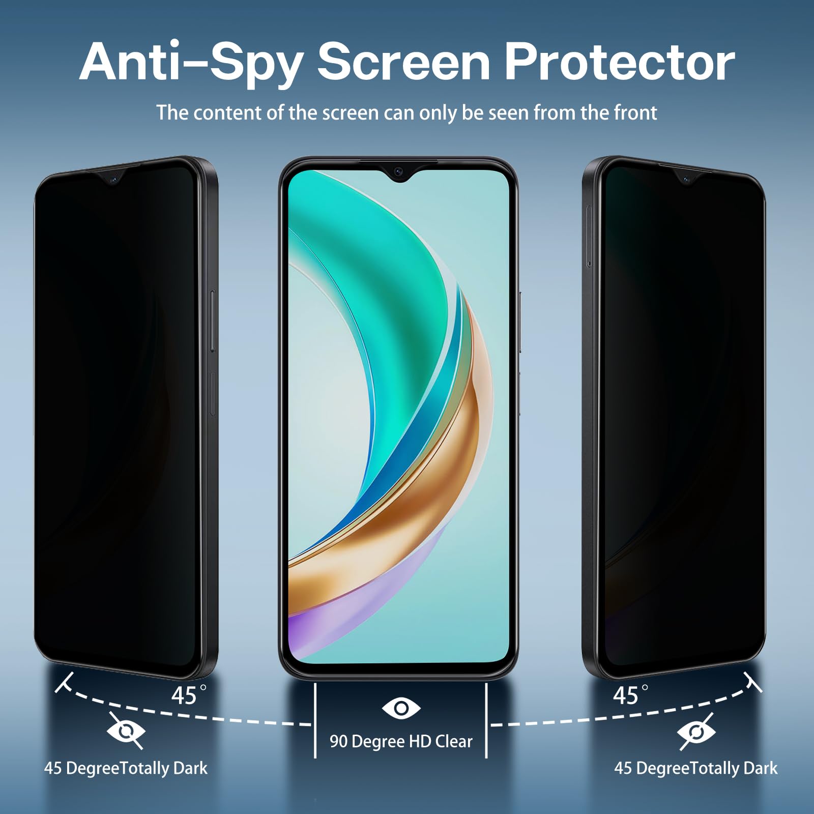 Privacy Pellicola In Vetro Temperato Per HONOR X6/X6a/X6b, 2 Pezzi, Anti-spia, 9H, Anti-impronte, Copertura Totale - 4