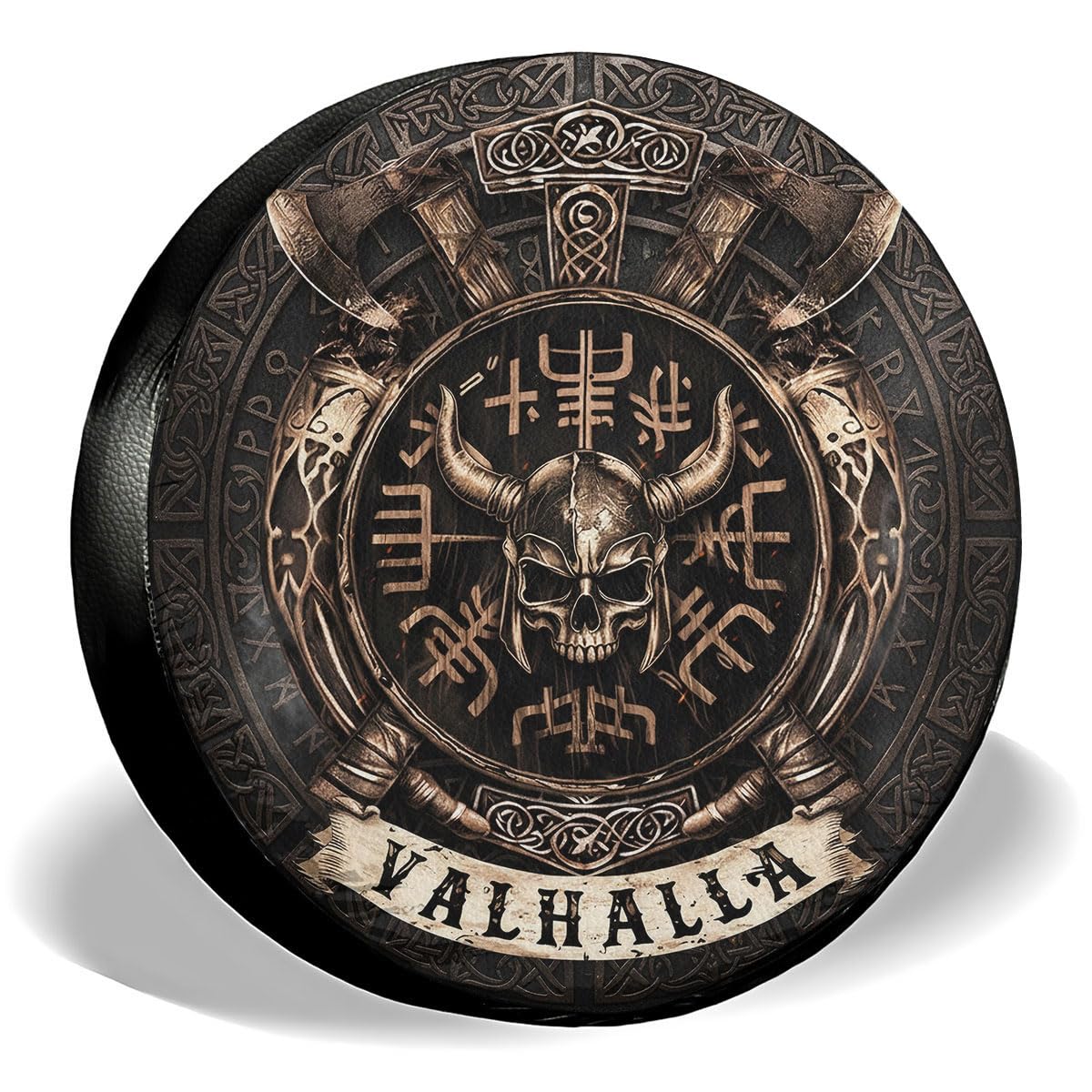 GENANY Viking Shield Emblem Spare Tire Cover for RV Trailer, Waterproof, No Camera Hole, Size 15 Fits 27-29 Inch