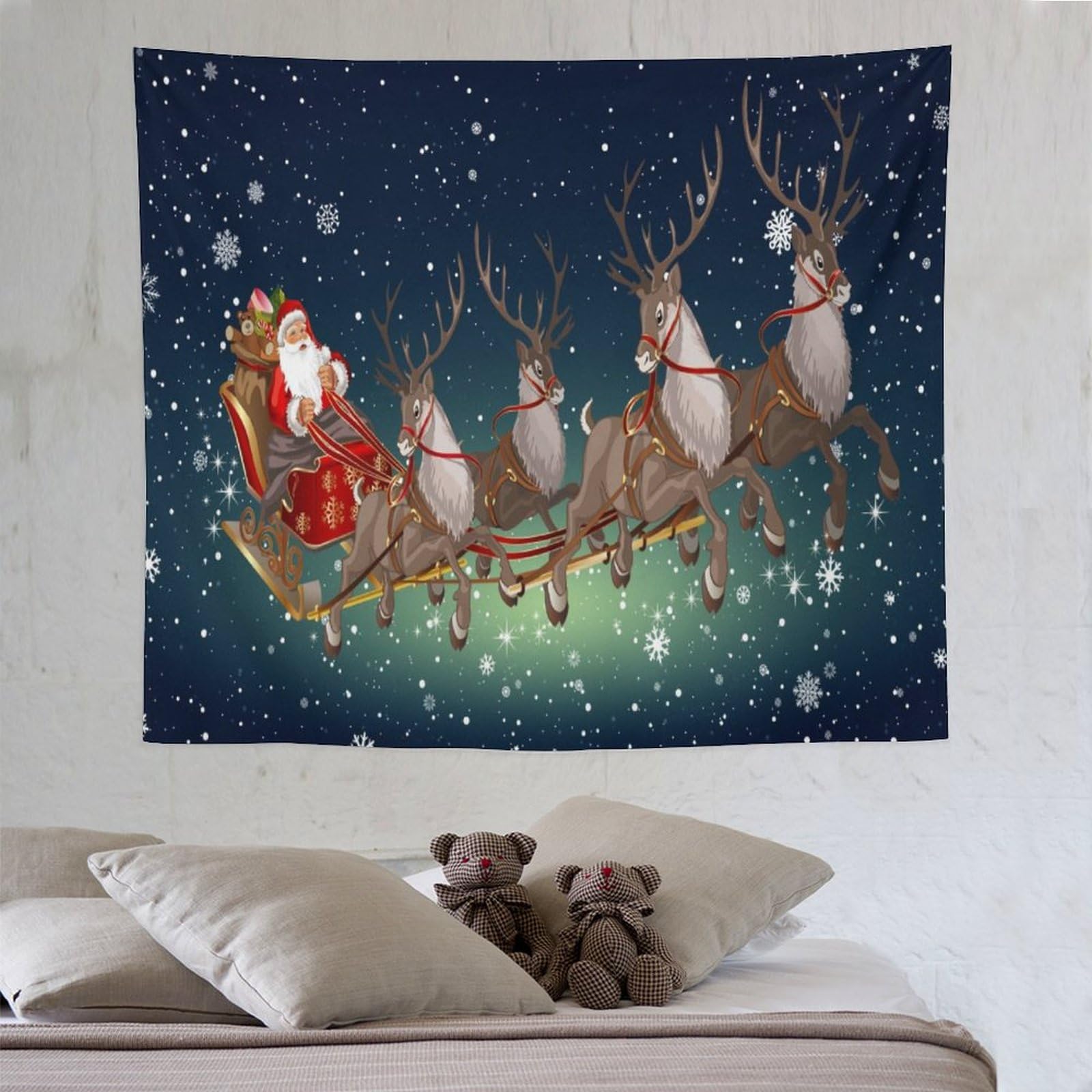 PAZZK Santa Claus Tapestry Wall Hanging Home Decor, Wall Art for Room, Wall Cloth Tapestry, Wall Decoration, Wall Art 130×150cm