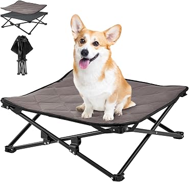 KingCamp Elevated Dog Bed for Small Dogs, Outdoor Raised Cooling Pet Cot Bed with Washable Breathable Mesh & No-Slip Feet Perfect for Camping, Backyard, Indoor Use S, Black