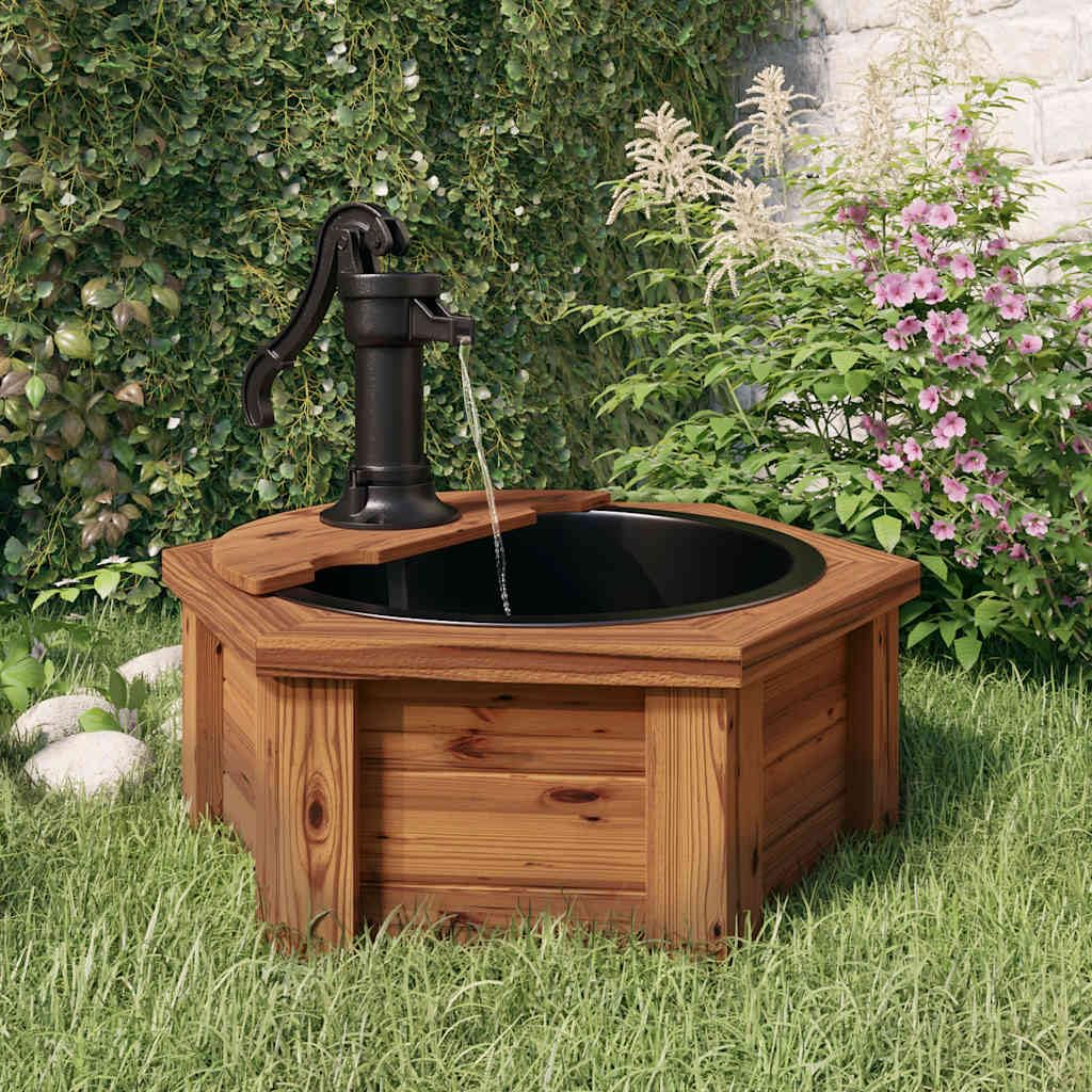 vidaXL Fontaine à Eau avec Pompe 57x57x53 cm Bois de Sapin Massif