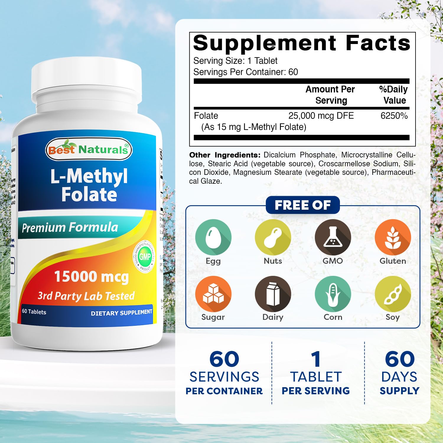 Amazon.com: Best Naturals Methyl Folate 15000 mcg (15mg) (Most Bio