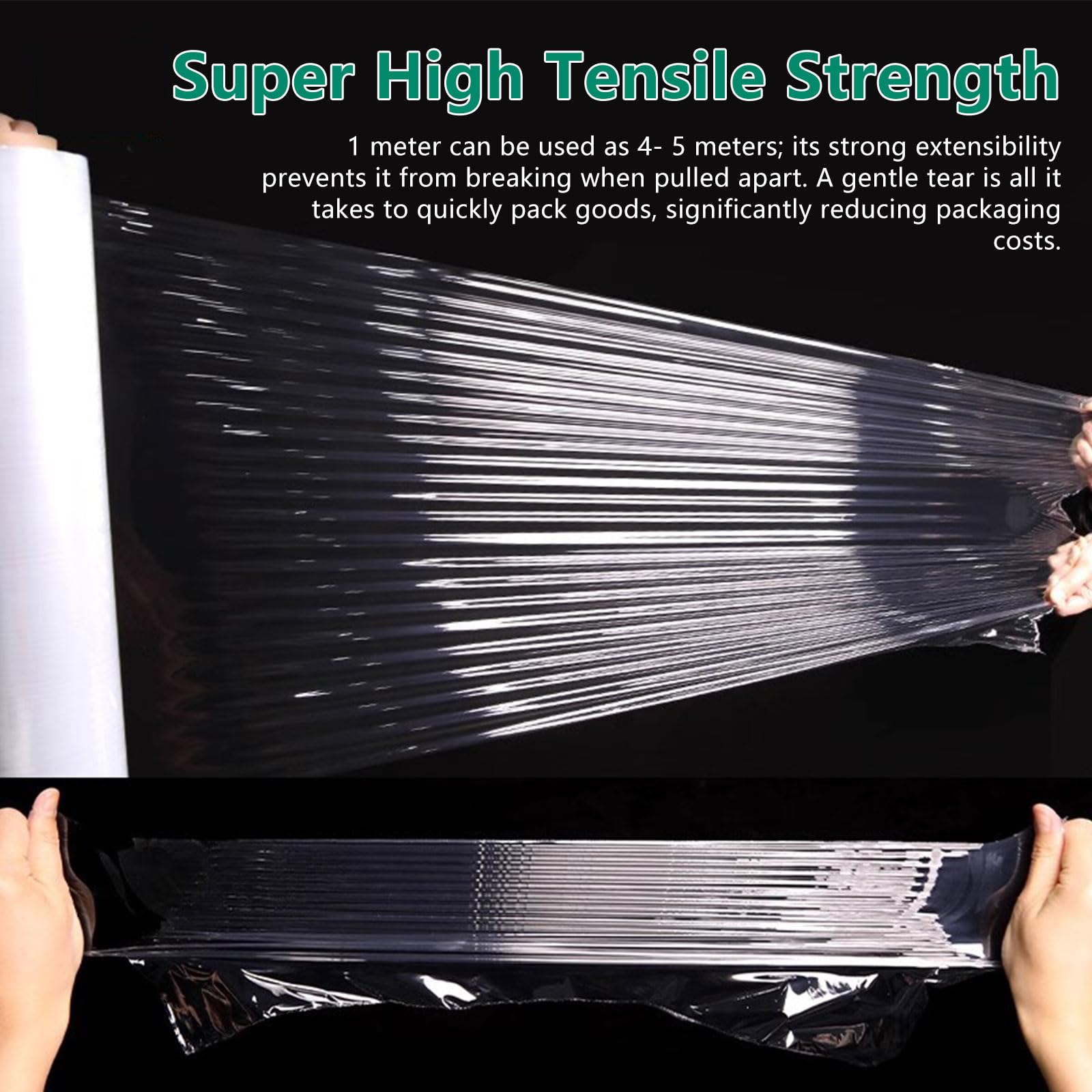 Rollos de Film Estirable Transparente 20 µm, Film Elástico Manual para Palets, Extra alta Resistencia al Desgarro Material de Embalaje, para Muebles, Mudanzas, Retráctil, Tr(Size:4 pack - 75cm x 410m)