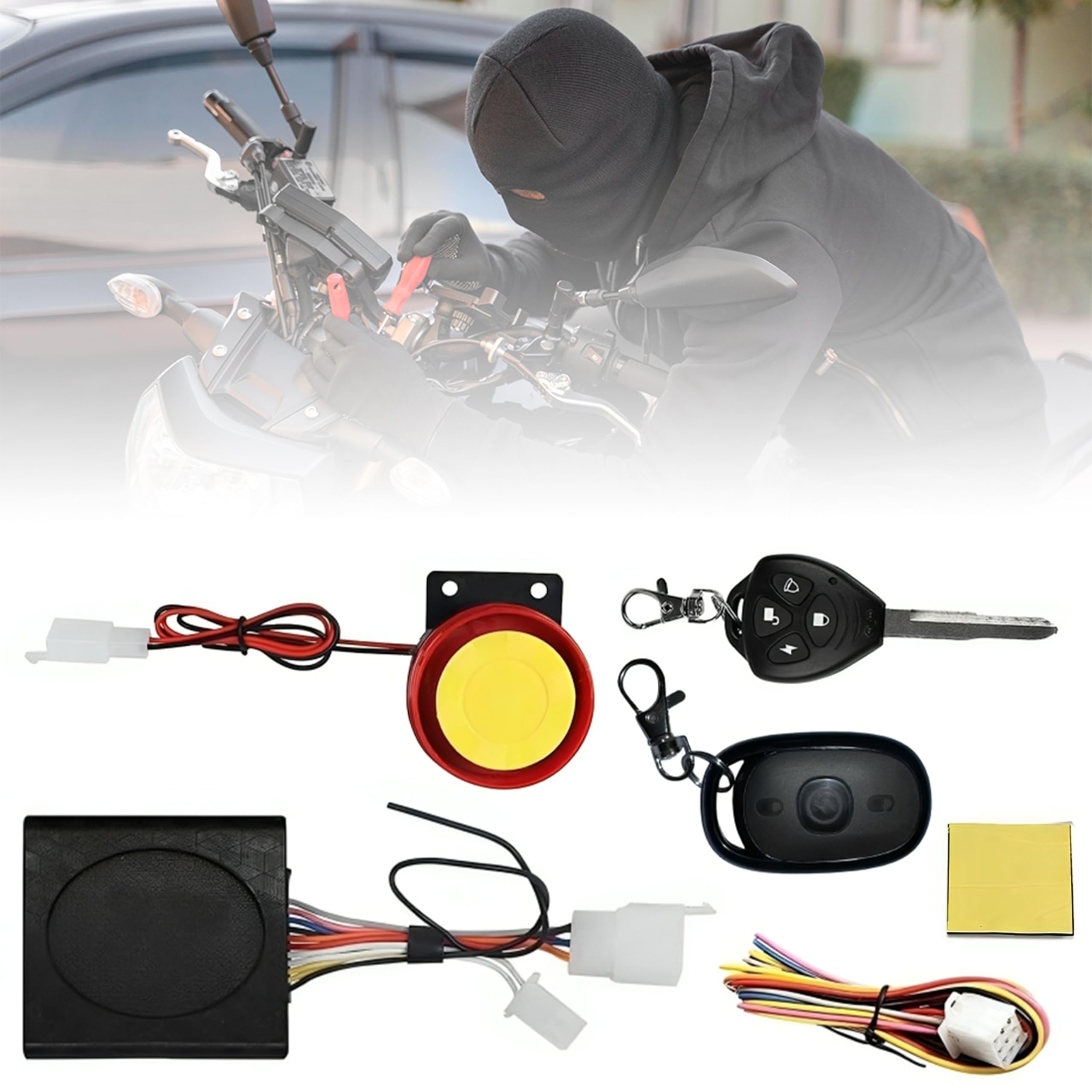 Anti Theft Motorcycle Security Alarm System with 2 Remotes for Bike Scooter Protection Engine Start-image-46