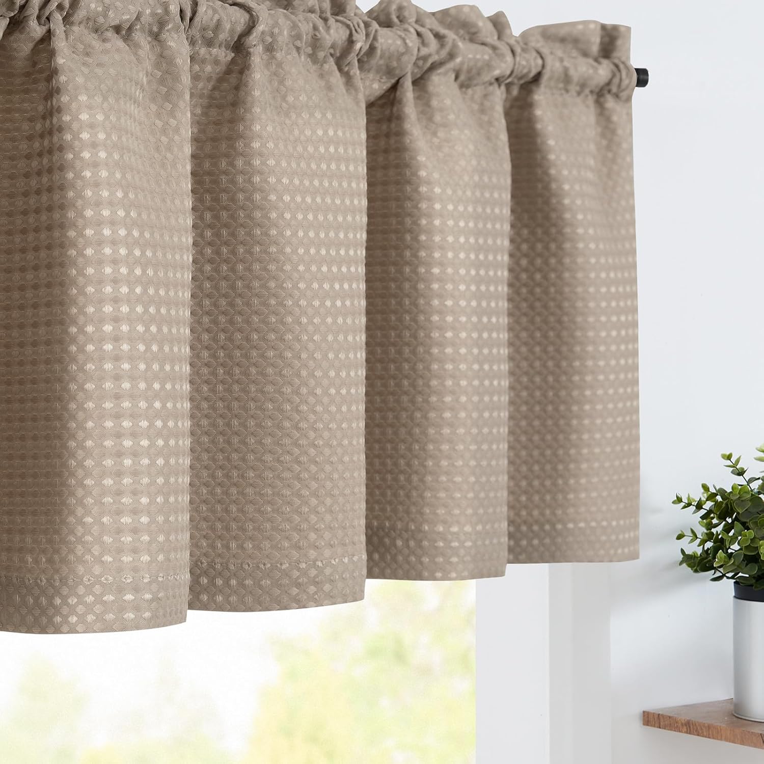 jinchan Valance Curtains for Kitchen WaffleWeave Valance
