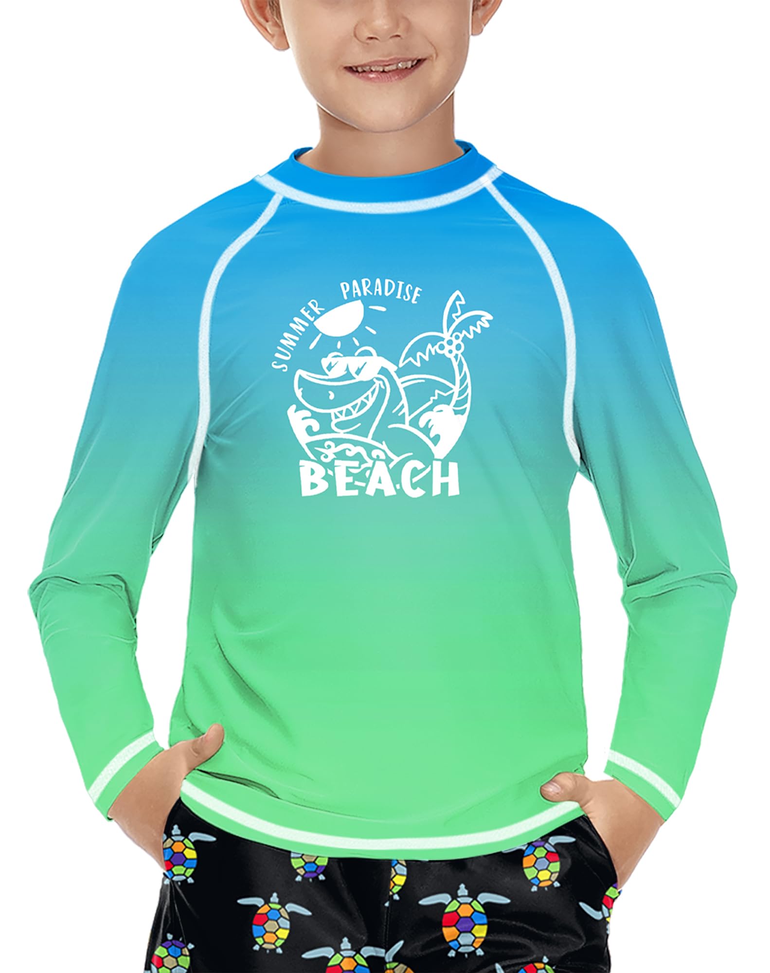 BesserBay Kinder UV Shirt Lange Ärmel Rashguard Schnelltrocknend UV Badeshirt für Jungen 110-160