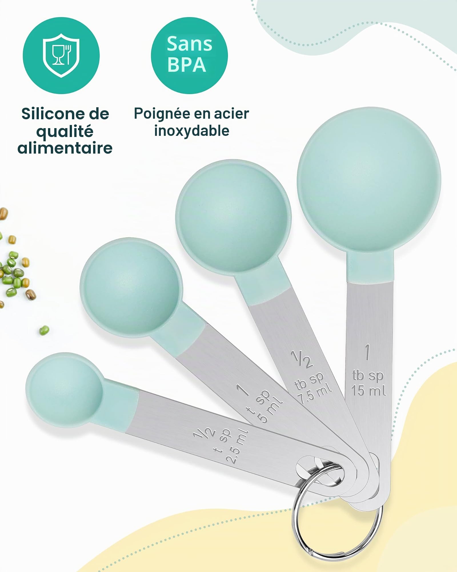 Lot de 8 tasses et cuillères à mesurer en acier inoxydable outil de mesure pour liquides et solides ustensiles de cuisine