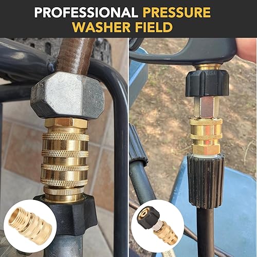 Miniatura 4 de EVEAGE Kit de conexión rápida para lavadora a presión, paquete de 8 unidades M22 giratorias a 38 pulgadas, kit de desconexión rápida de 34 pulgadas