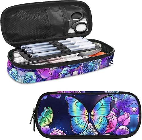 HELLHERO Estuche de lápices de mariposa para niñas y niños, bolsa de lápices para la escuela, bolsas estéticas para bolígrafos, caja de papelería,