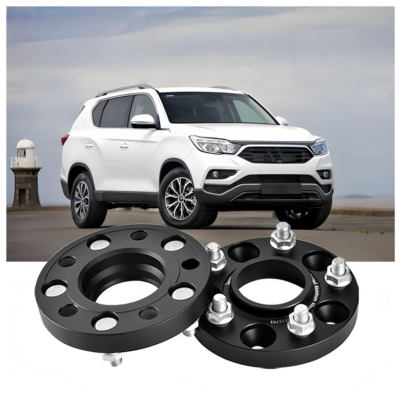 Adaptateur de moyeu d'entretoises roue en aluminium forgé pour SSANGYONG Rexton 2006 – 2024, 2 pièces Entretoises de roue