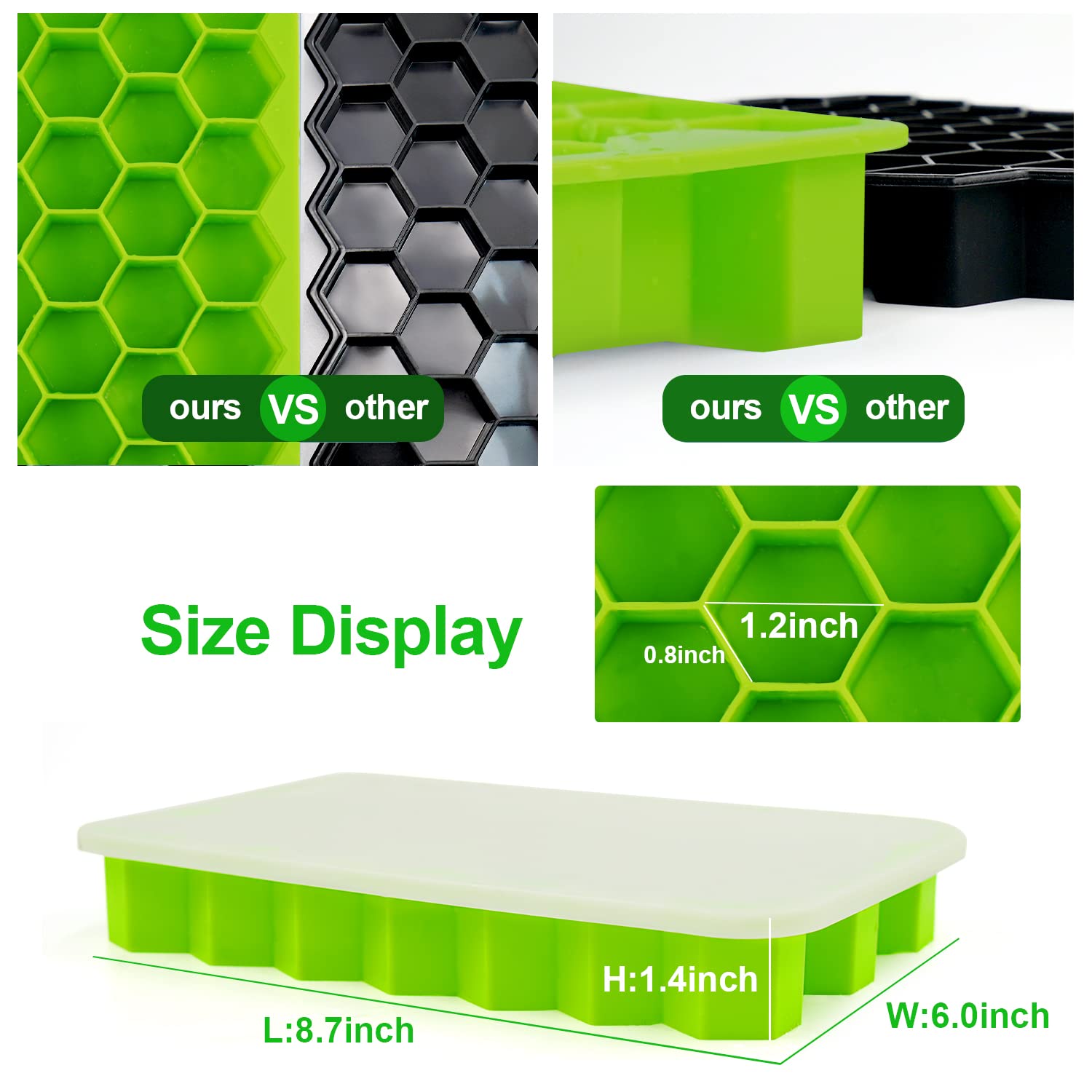 Stampo Per Ghiaccio XXL In Silicone - 2 Pezzi Con Coperchio, Per Cubetti Grandi Da Cocktail E Whisky - Foto 6