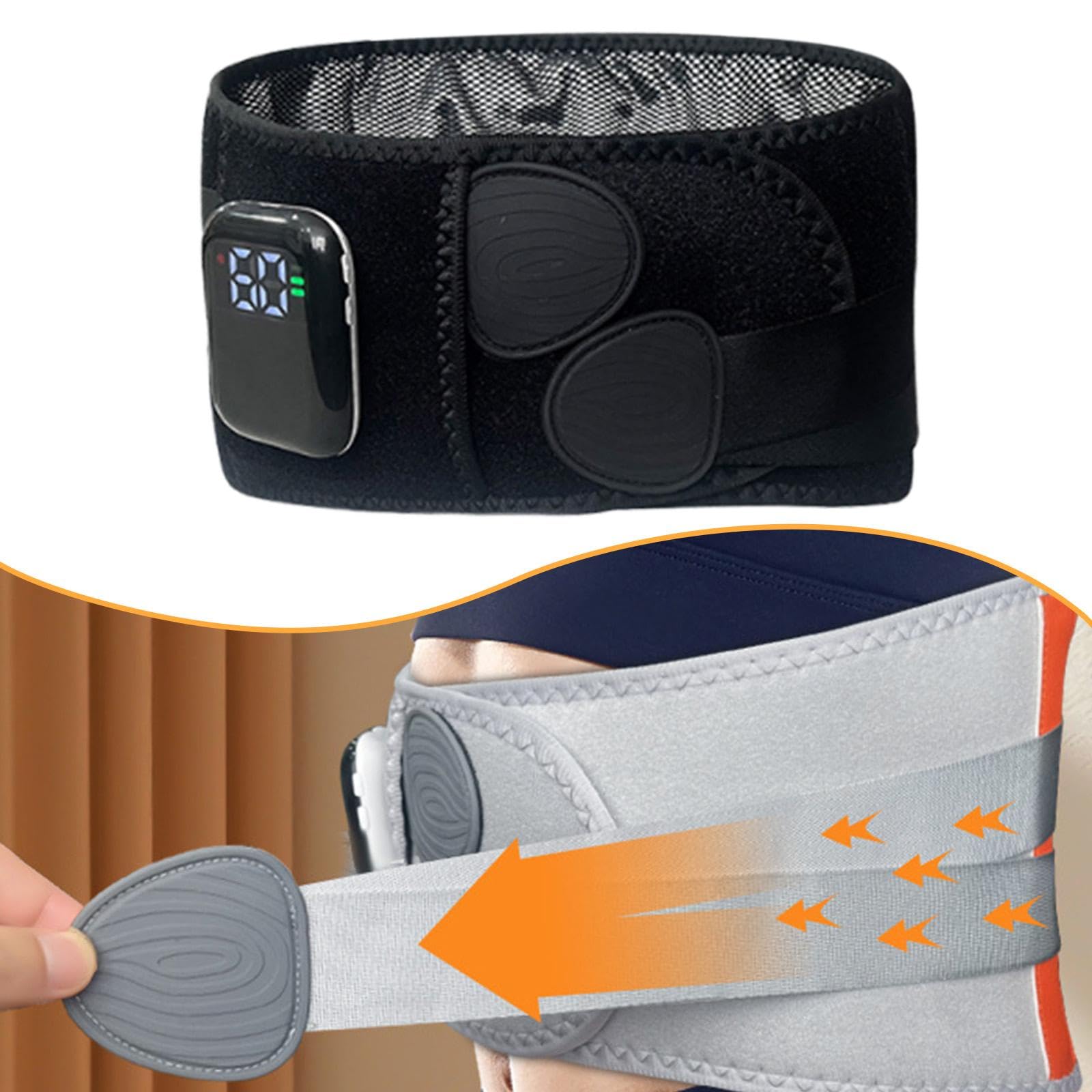 Cintura Massaggiante Fascia Elettrica Riscaldante Schiena Cintura Vibrazione Ergonomica Ricaricabile con Tecnologia a Infrarossi per Sollievo Lombare, Nero