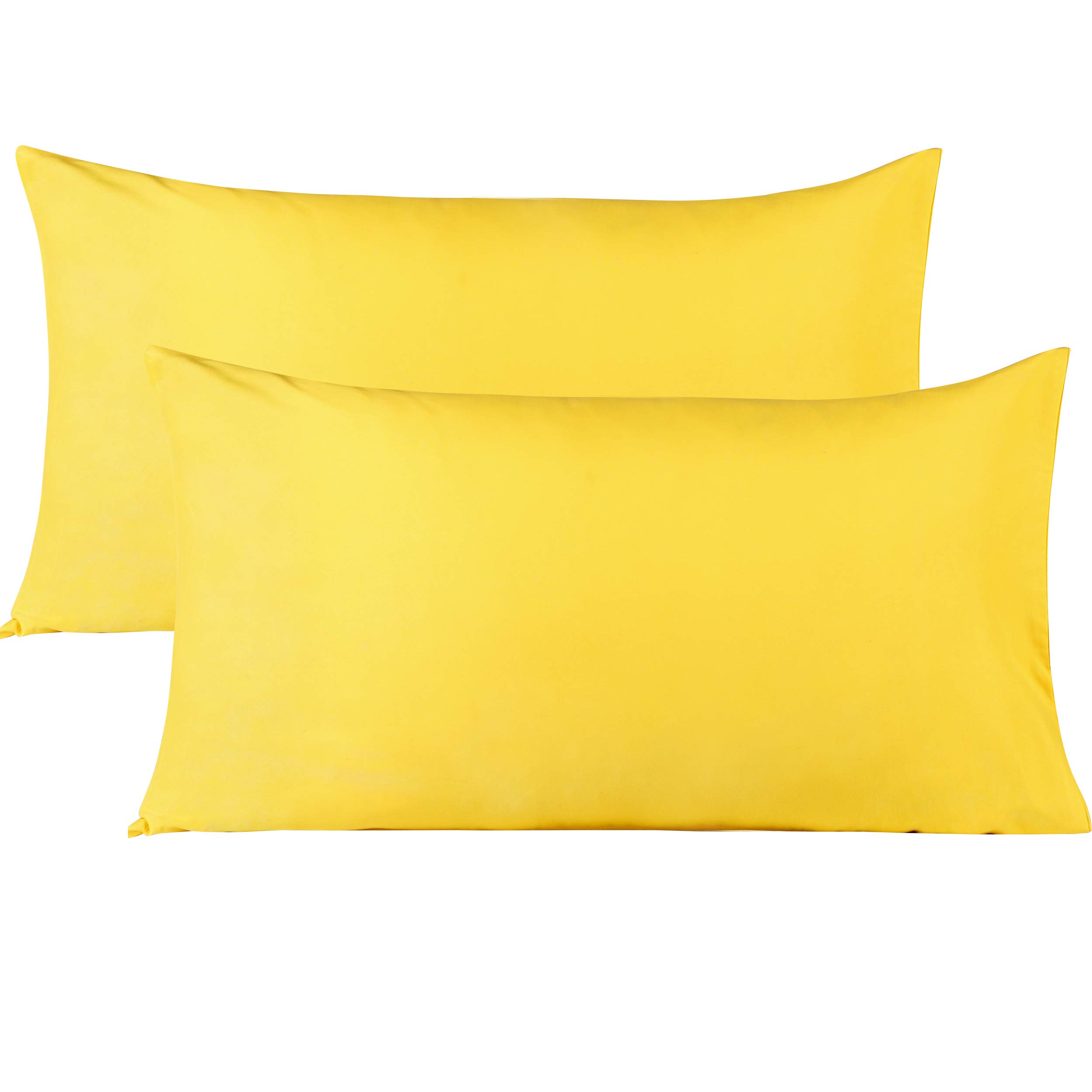 BEDSUM Microfiber King Pillowcases Set of 2, Soft Wrinkle Resistant and Easy Care Pillow Cases with Envelope Closure for Kids, 20x36 inches, Yellow