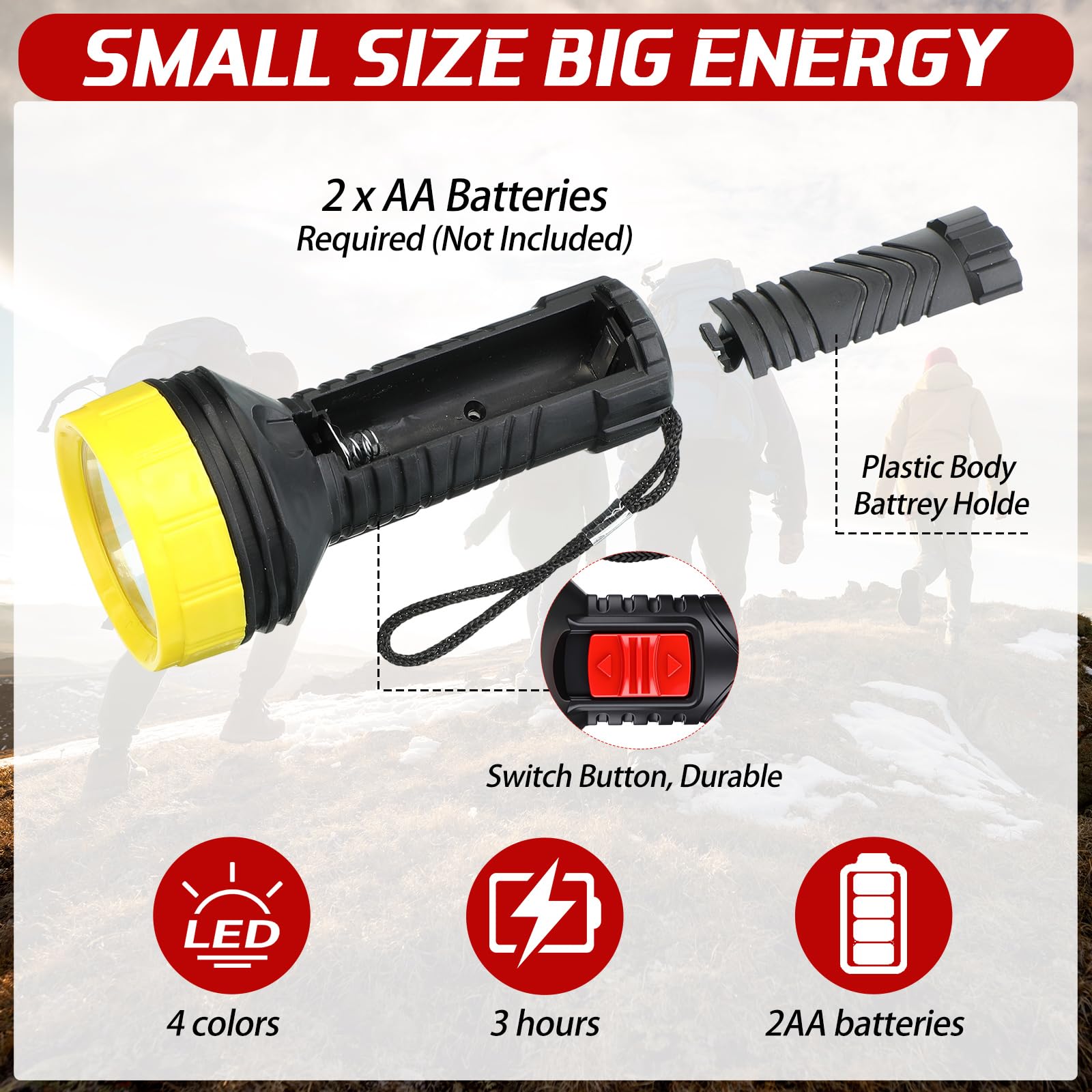Hortsun Mini-Taschenlampen mit Umhängeband, LED-Schlüsselanhänger, Kunststoff-Taschenlampe für Licht, Nachtlesen, Notfall, Camping, Wandern, Outdoor, Zuhause, 60 Stück