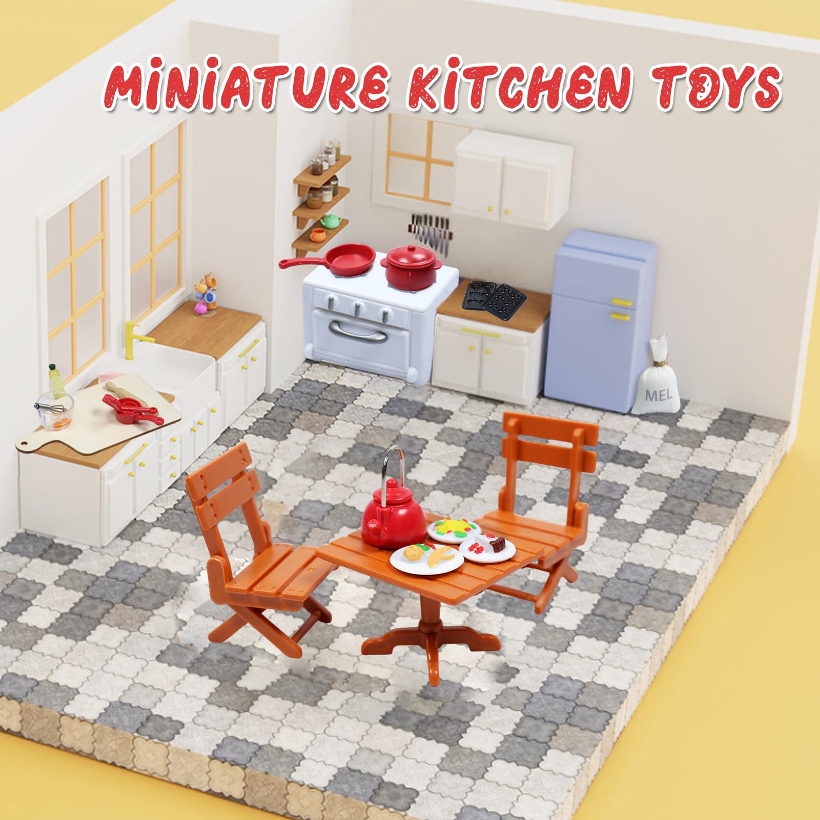 Wichtel-Zubehör Weihnachten – 27-teiliges Miniatur-Küchens Set Für Puppenhaus & Wichteltür, Mit Lichterkette & Backutensilien