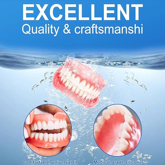 Silicone Denture Reline Kit, Moldable Dentures for Men and Women, Comfort Support for Denture Wearers, Soft and Comfortable, for Partial/Full Dentures (3 Pcs)