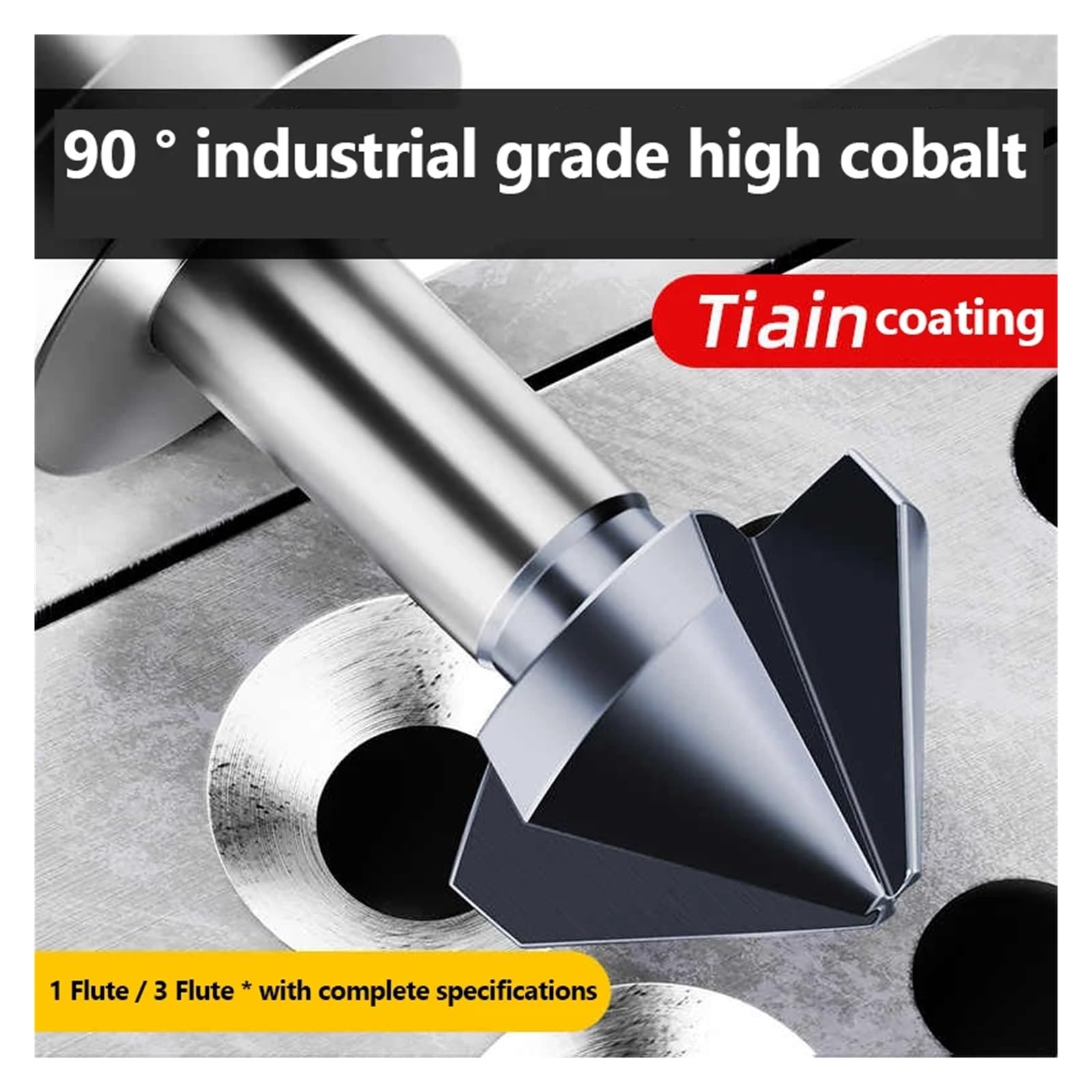 90 grados 1 3 avellanador de flauta acero de alta velocidad biselado herramienta de fresado de Metal cortador 6,3-60 taladro de orificio De-Durring de acero inoxidable