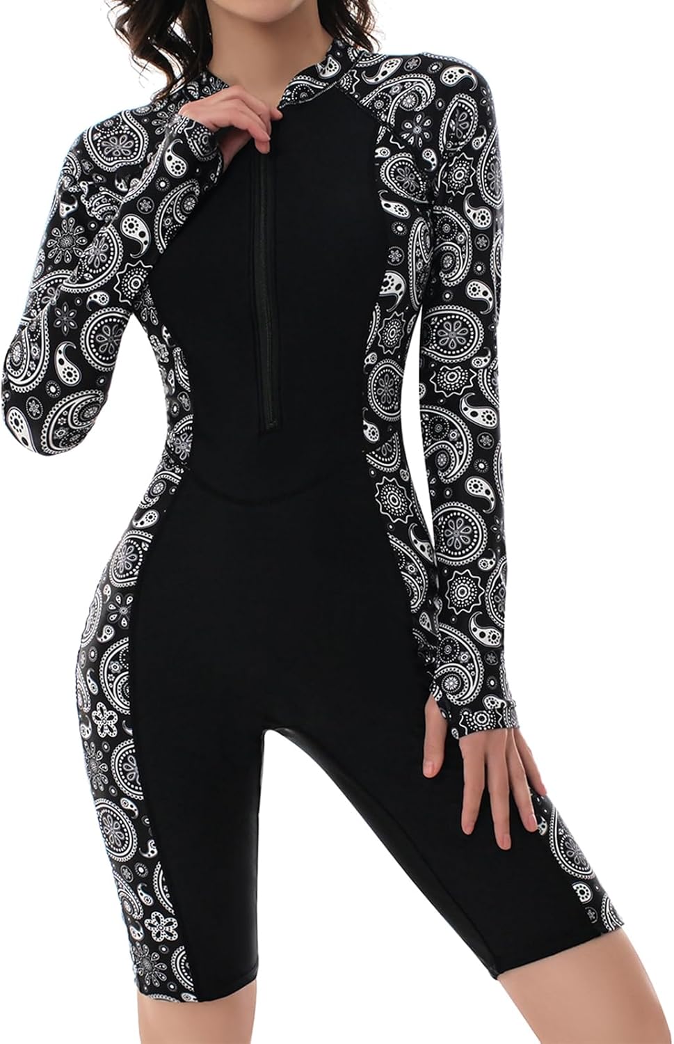 Women's Long Sleeve One-Piece Swimsuit: Rash Guard Boyleg Bathing Suit Sport Surfing Athletic Swimwear