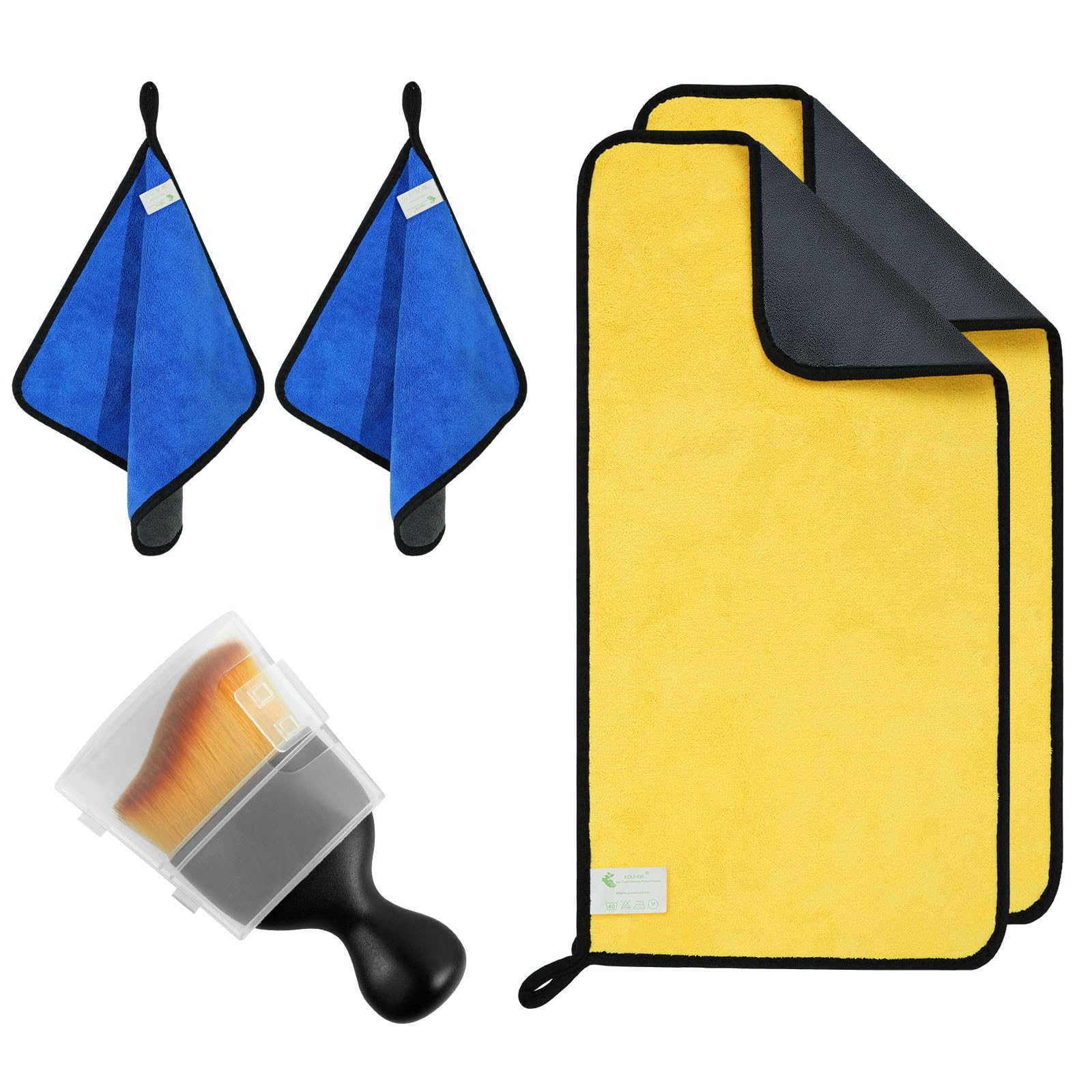 E&C Life Microfibre Cloth for Interior and Exterior Car Cleaning, Drying, Polishing - Thickened 600gsm 11.8X11.8, 11.8X23.6 Inches, 5 Pack (BY-01)