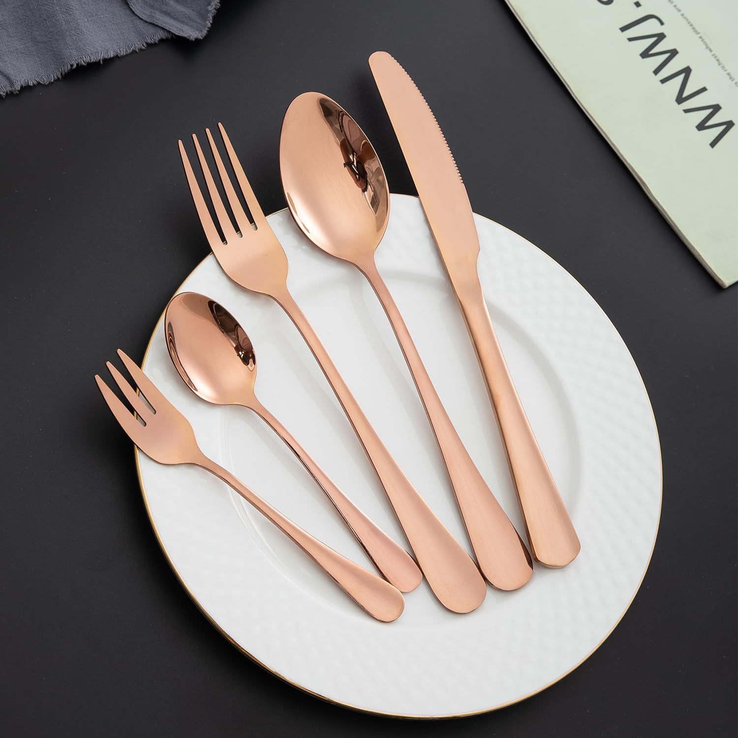 HOKIPO Rose Gold 30 PCS Cutlery Set Stainless Steel Flatware Set, Mirror Finish with Gift Box (AR4566) (B0B7MDN1PK) Amazon Price History, Amazon Price Tracker