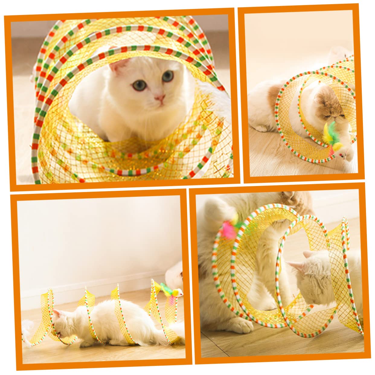 DOITOOL 3 Piezas Túnel Plegable para Gatos Túnel para Gatos Juguetes De Pequeños Bichos Gatos Ejercitando Juguetes Túnel Juguetes Malla Elástica Mascota Gatito