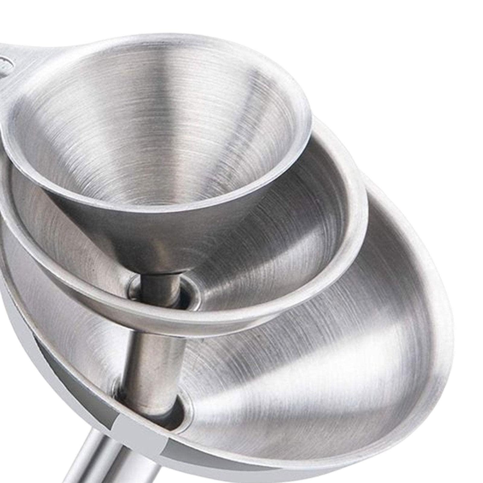 5X Juego de 3 Embudos de Cocina de Acero Inoxidable Multiusos de Alimenticio con Asas para Transferir Alimentos Sólidos E Ingredientes de Aceite Lí