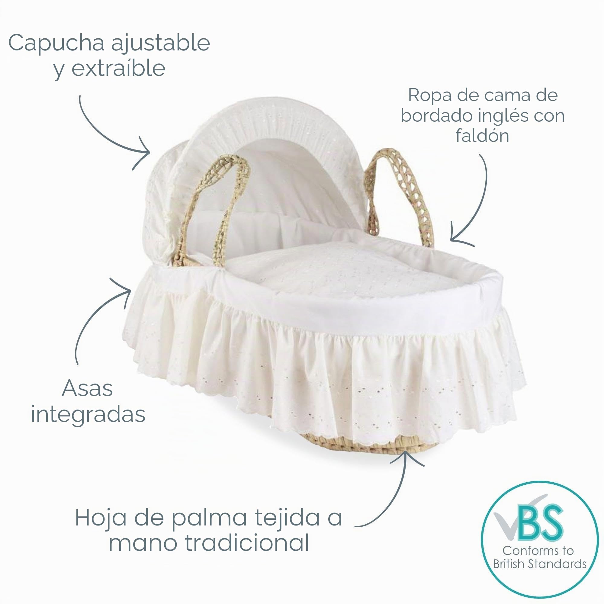 Clair de Lune Moisés Broderie Anglaise Palm Moisés 75 x 28 cm