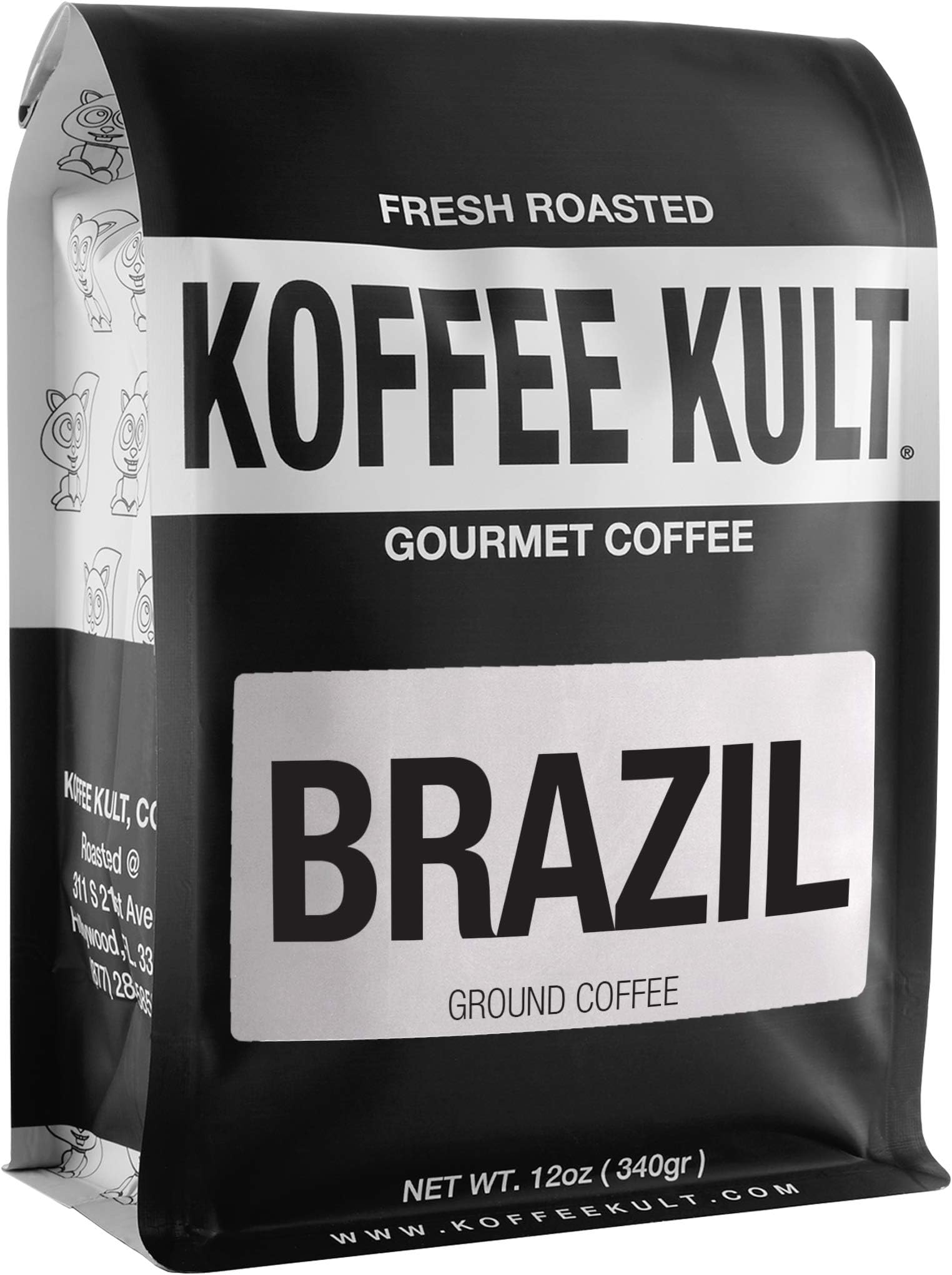 Koffee KultBrazil Coffee Ground Coffee Medium Roast - 100% Single Origin Brazilian Coffee - Fresh Artisan Roasted (Grounds, 12oz bag)